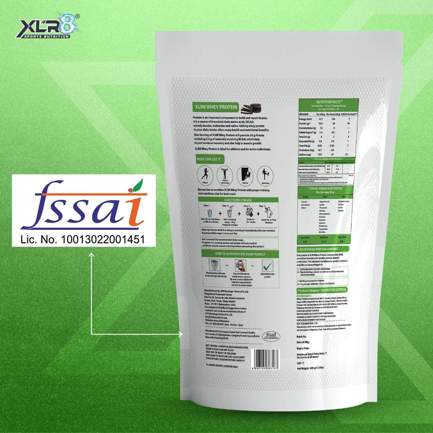 Image of XLR8 Whey Protein with 24 g and 5.4 g BCAA Whey Protein