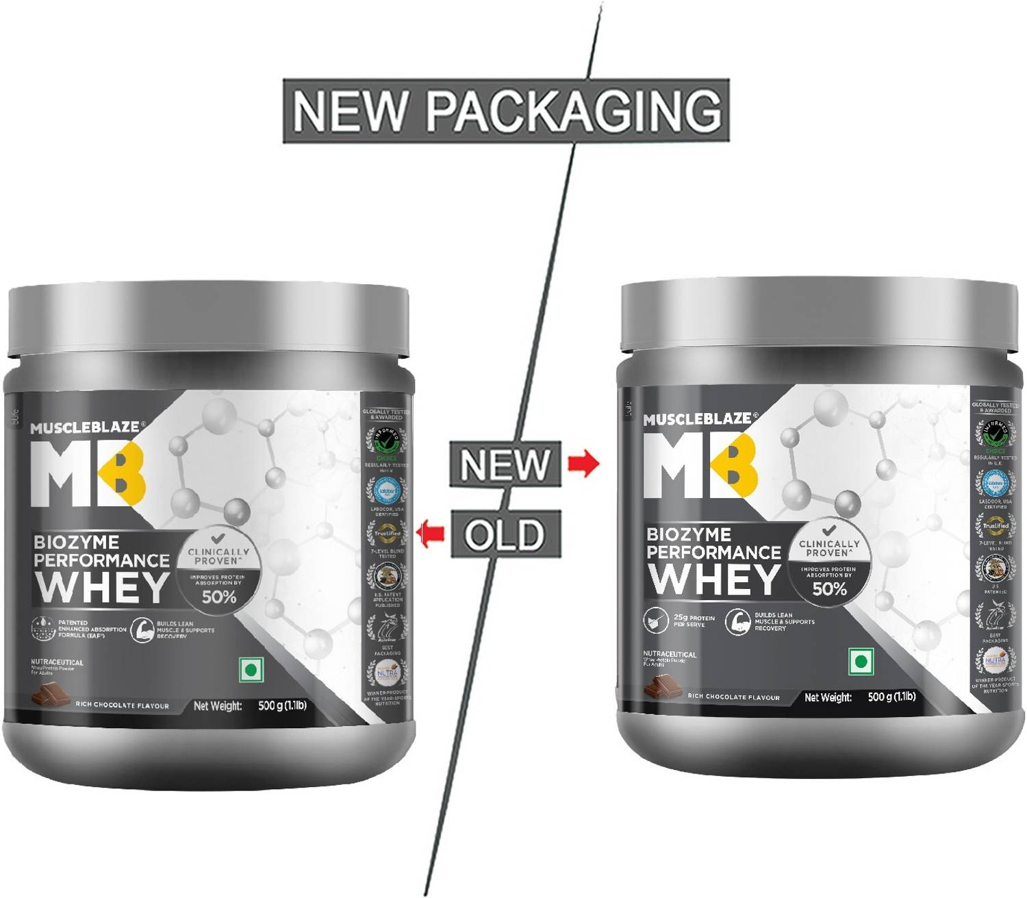 MUSCLEBLAZE Biozyme Performance Whey Protein 500g - Image 2