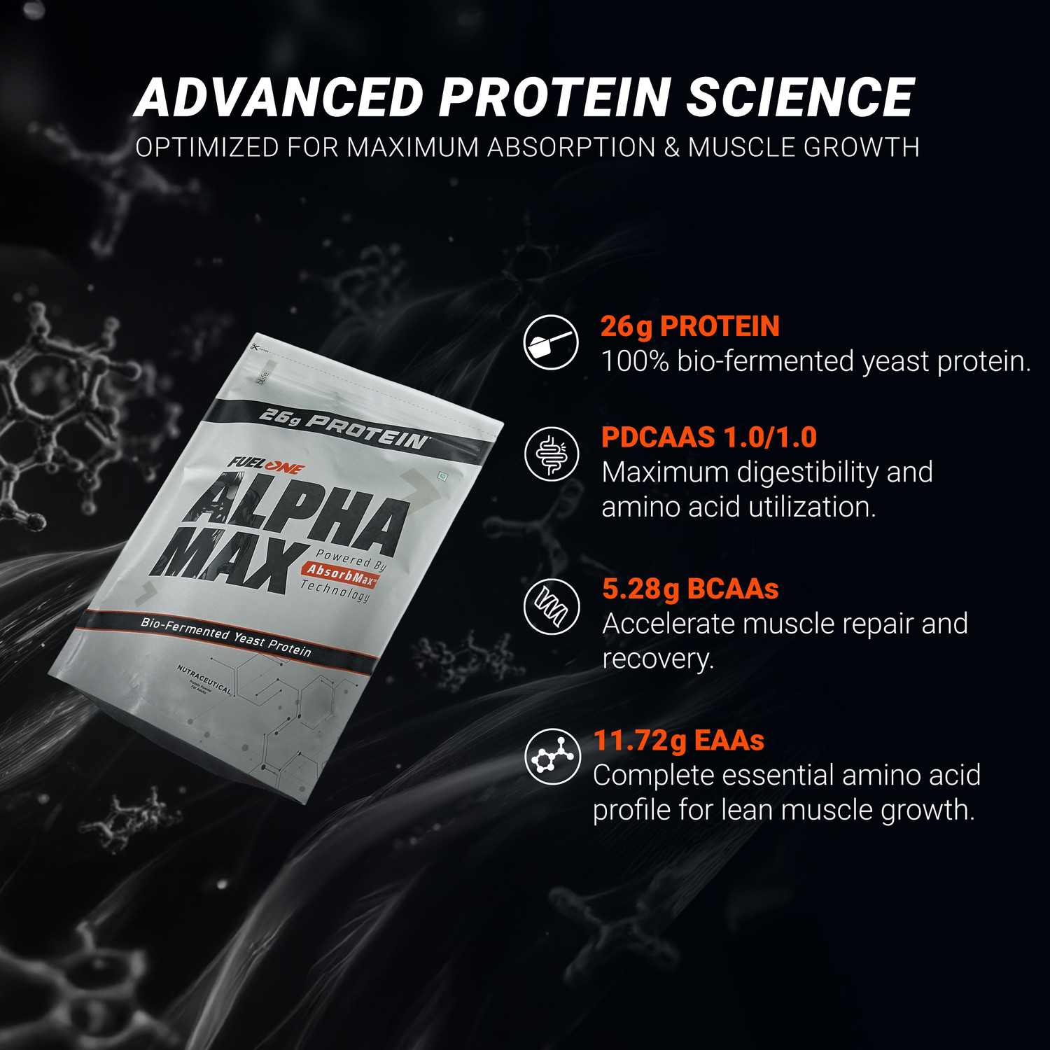 Image of FUELONE Alpha Max Protein Blend | 26g Protein Per Scoop | 5.28g BCAA,3.23g Glutamic Acid Whey Protein