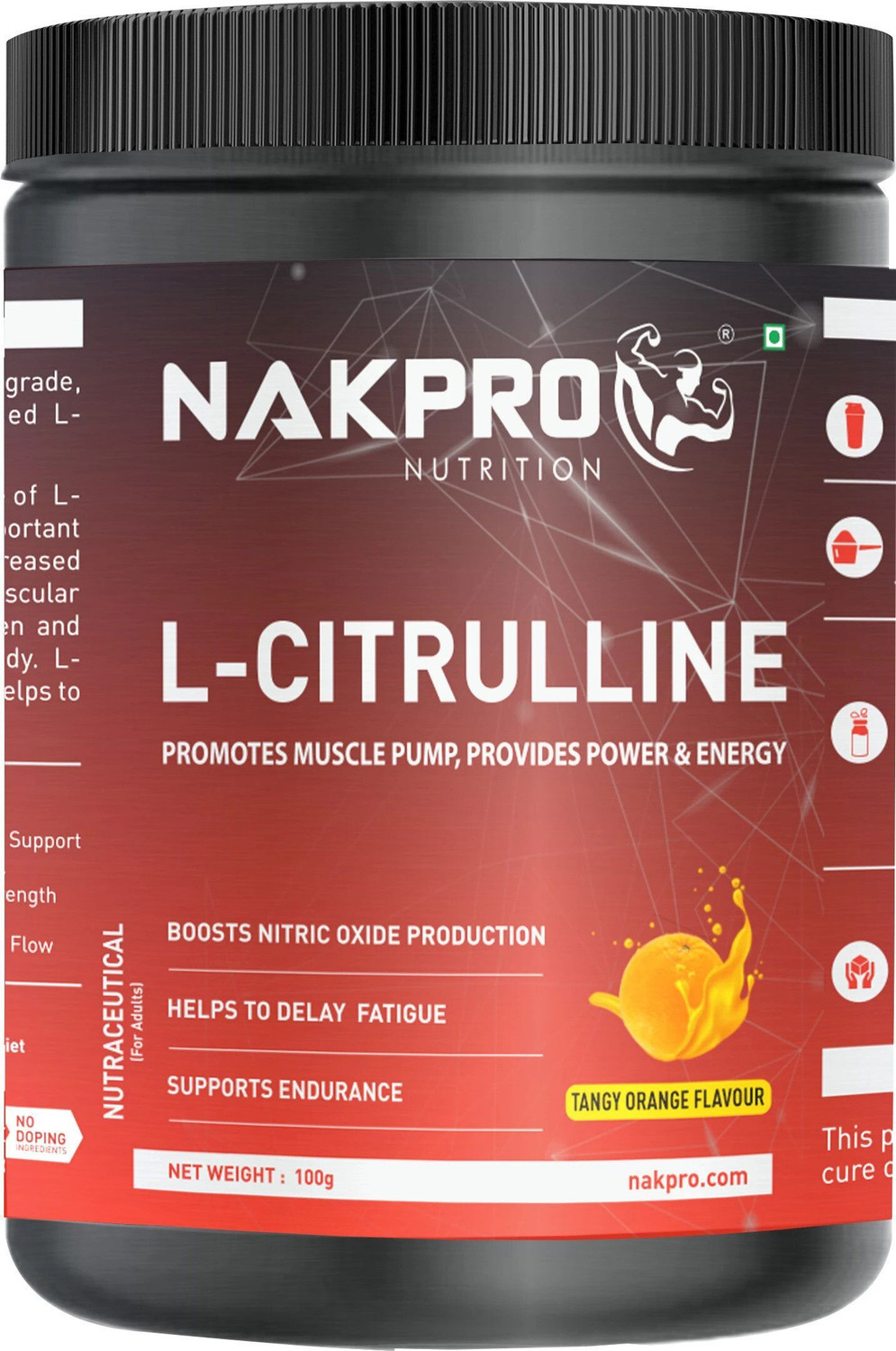 Image of Nakpro Pure L-Citrulline Powder Jar, Boosts Nitric Oxide | Muscle Strength & Endurance EAA (Essential Amino Acids)