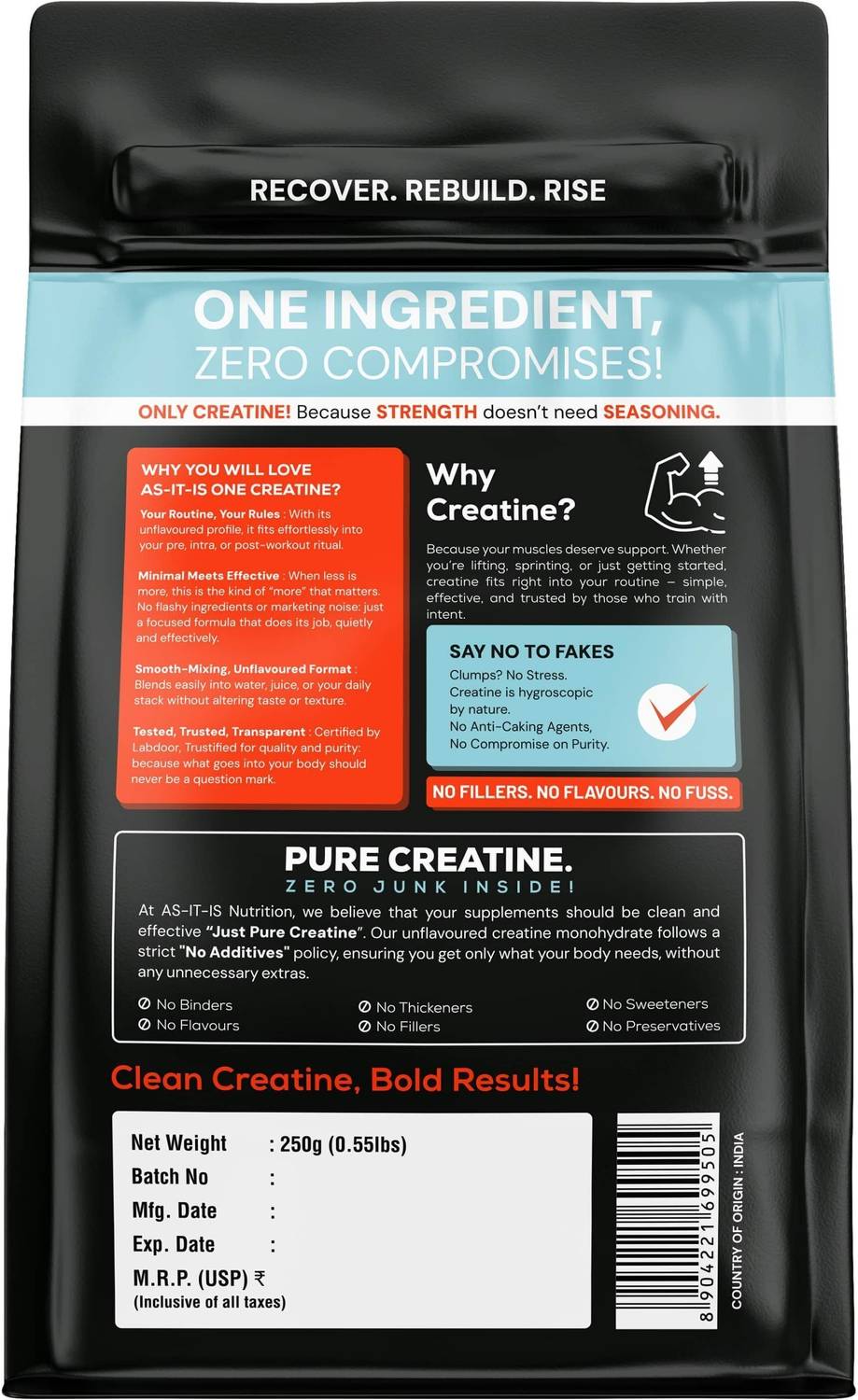 AS-IT-IS Nutrition One Monohydrate Creatine 250 g - Image 5