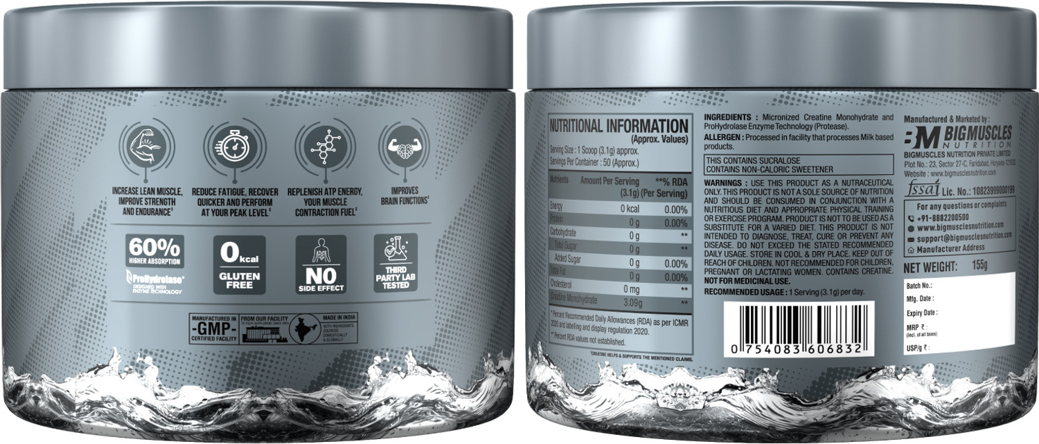 Image of BIGMUSCLES NUTRITION Creatine Monohydrate [50 Servings] | Supports Lean Muscle Building & Recovery Creatine