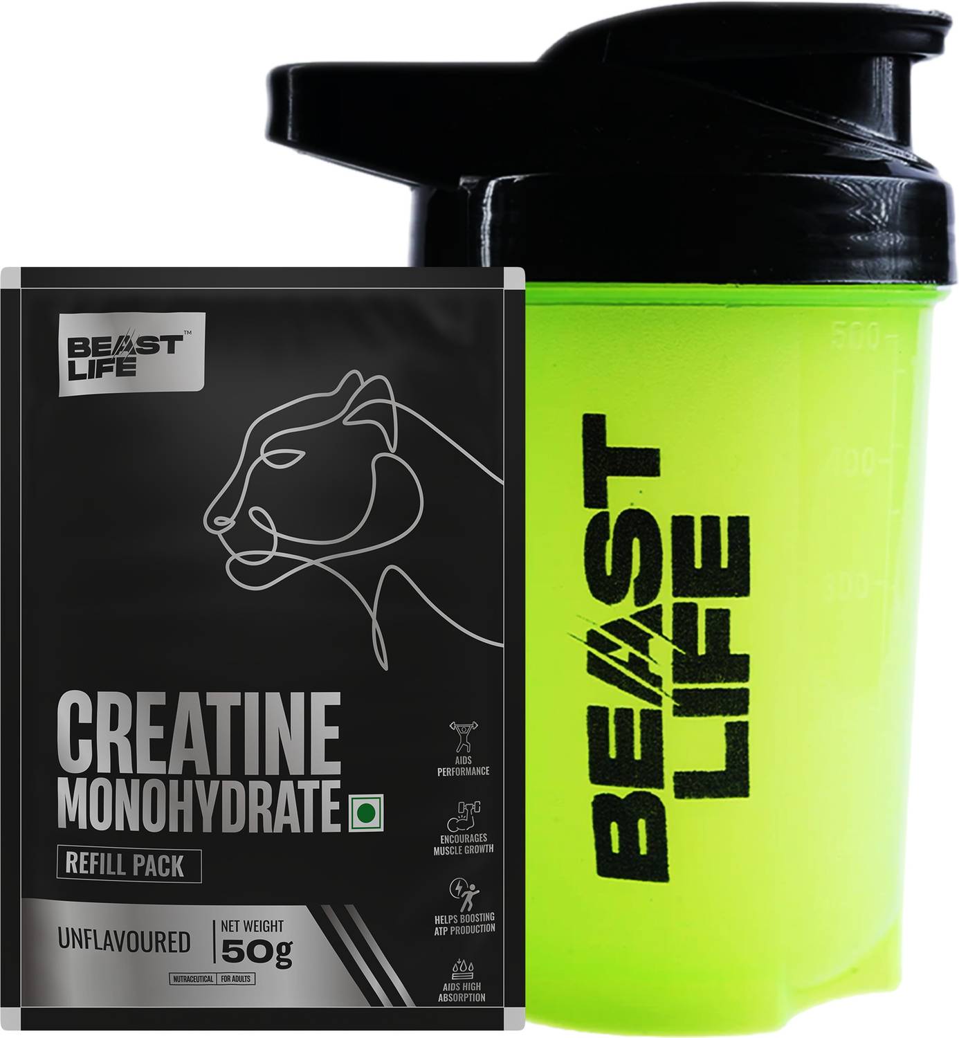 BeastLife Pure Super Micronised Creatine & Shaker Pack Creatine