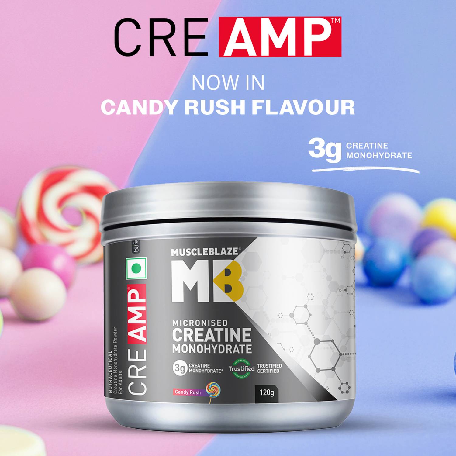 MUSCLEBLAZE मसलब्लेज़ माइक्रोनाइस्ड क्रीएटाईन मोनोहाइड्रेट CreAMP - Image 2