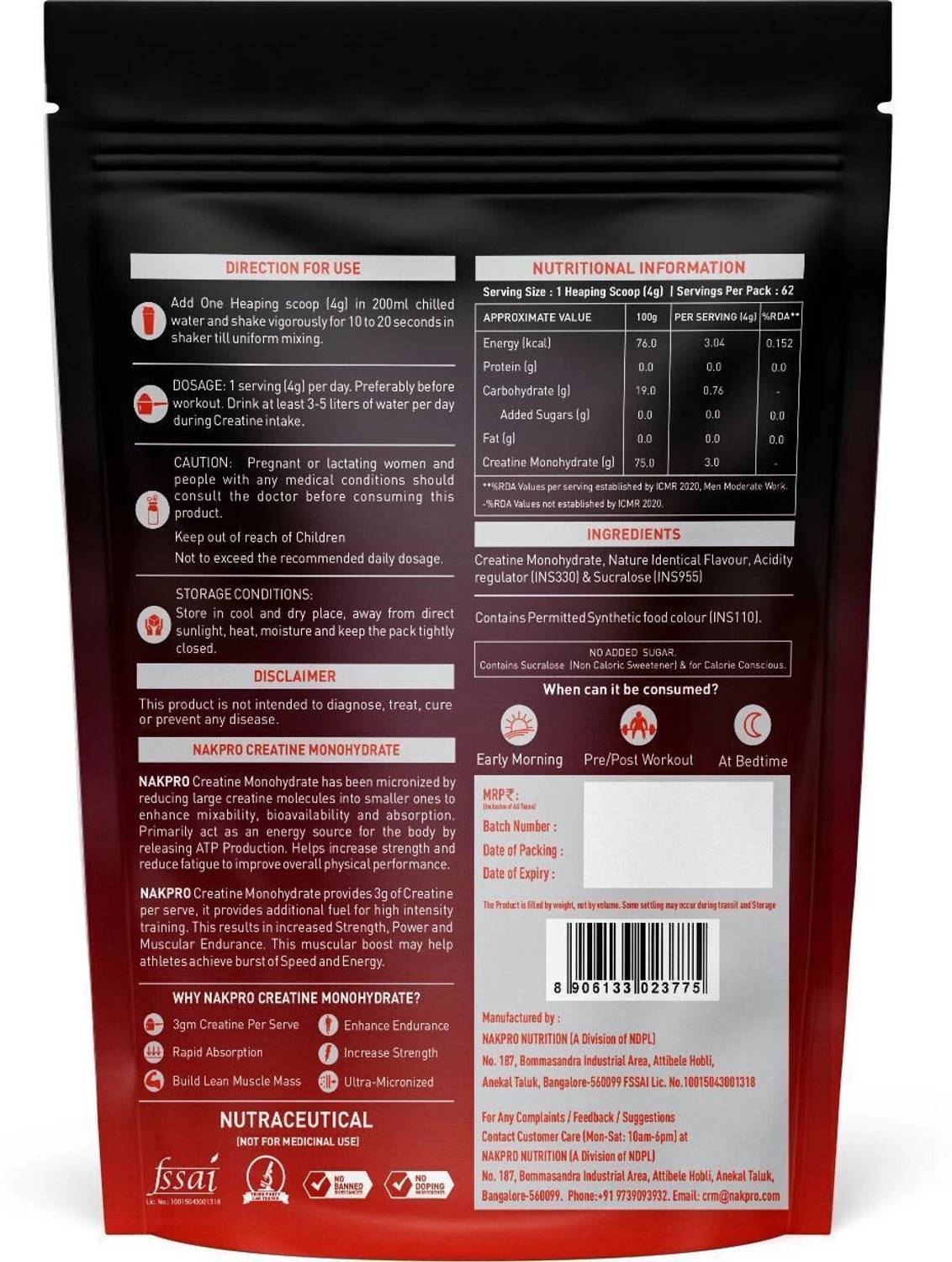 Nakpro Micronized Creatine Monohydrate - Image 2