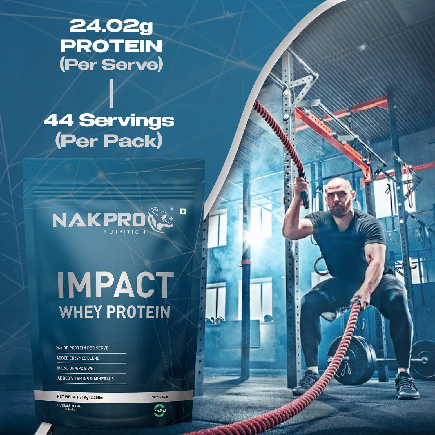 Nakpro Impact Whey Protein Isolate & Concentrate, 24g Protein - Image 4