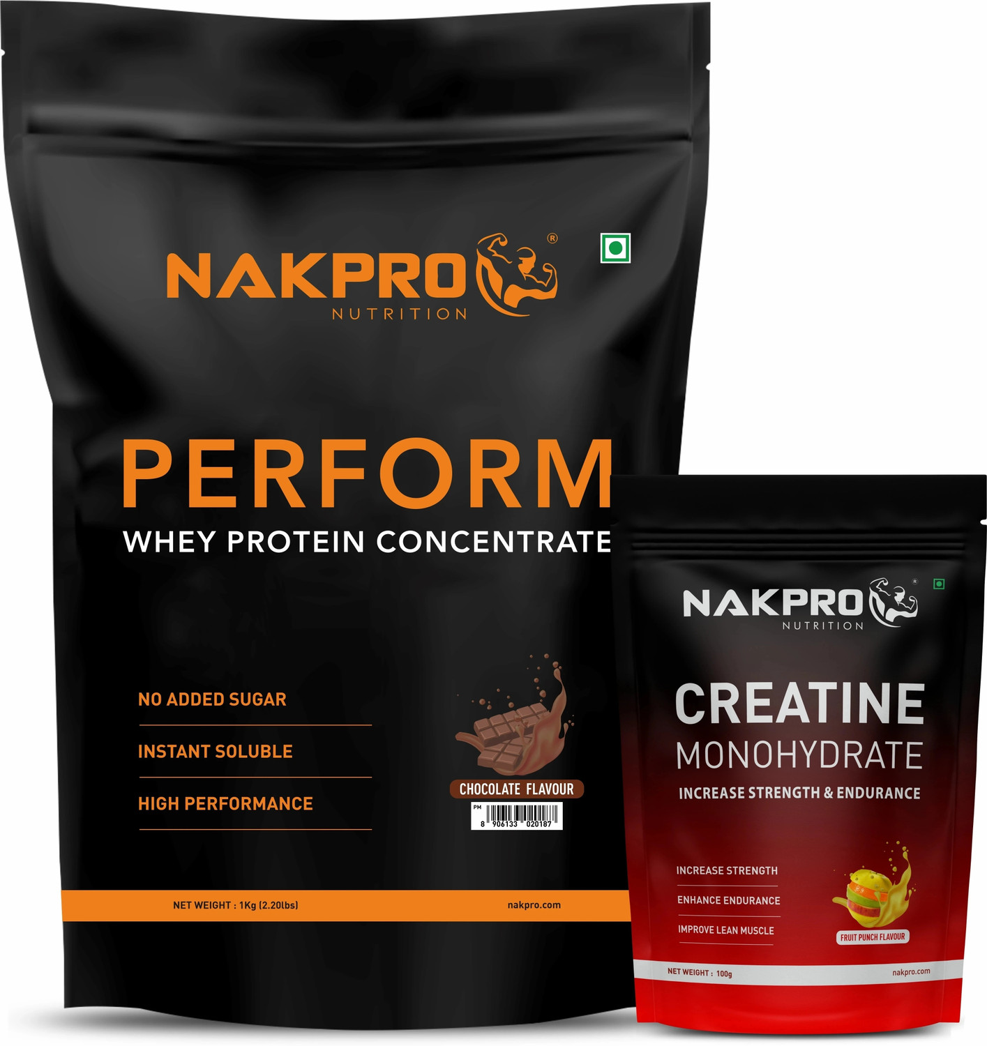 Image of Nakpro Perform Whey Protein Concentrate with Creatine Monohydrate | 100g Creatine + Whey Protein