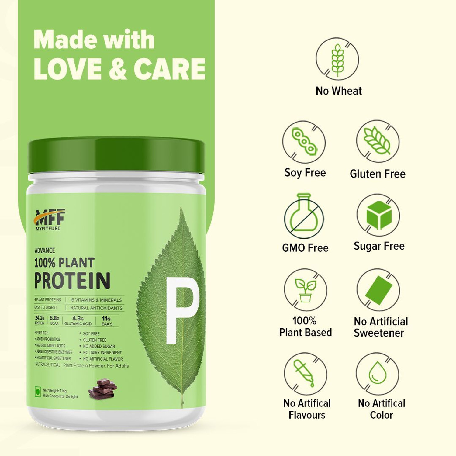 Image of MyFitFuel Advance 100% Plant Protein, 4 Proteins, 16 Vitamins Minerals, 500g Vanilla Plant-Based Protein