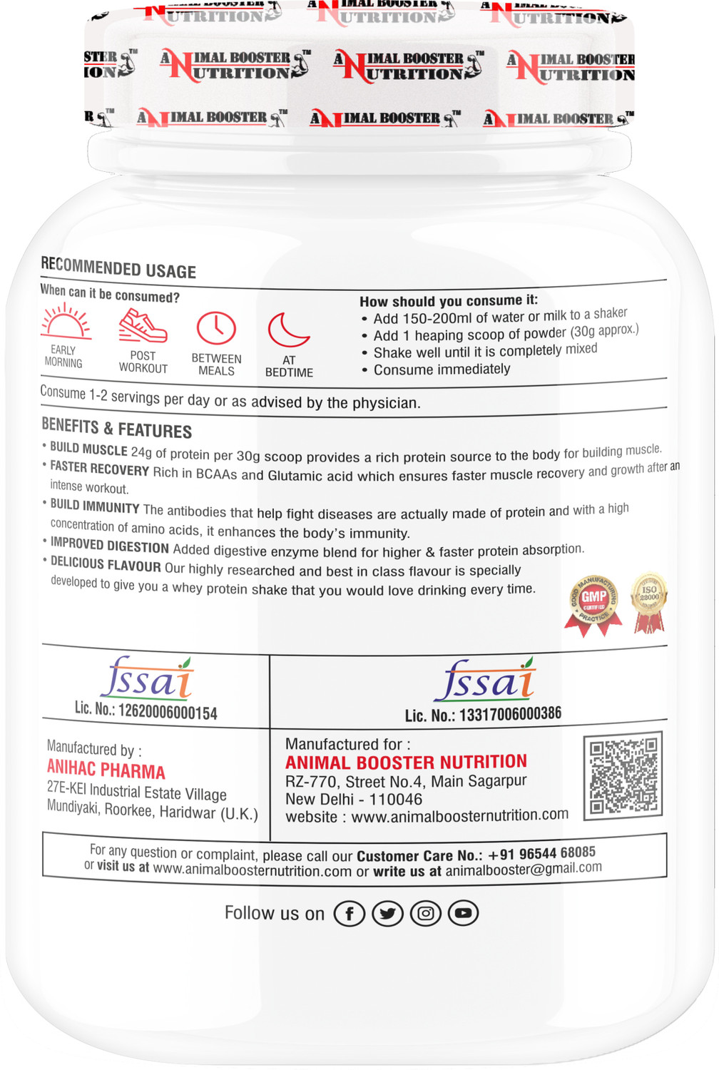 Image of Animal Booster Nutrition Serious Whey Protein 1kg Whey Protein