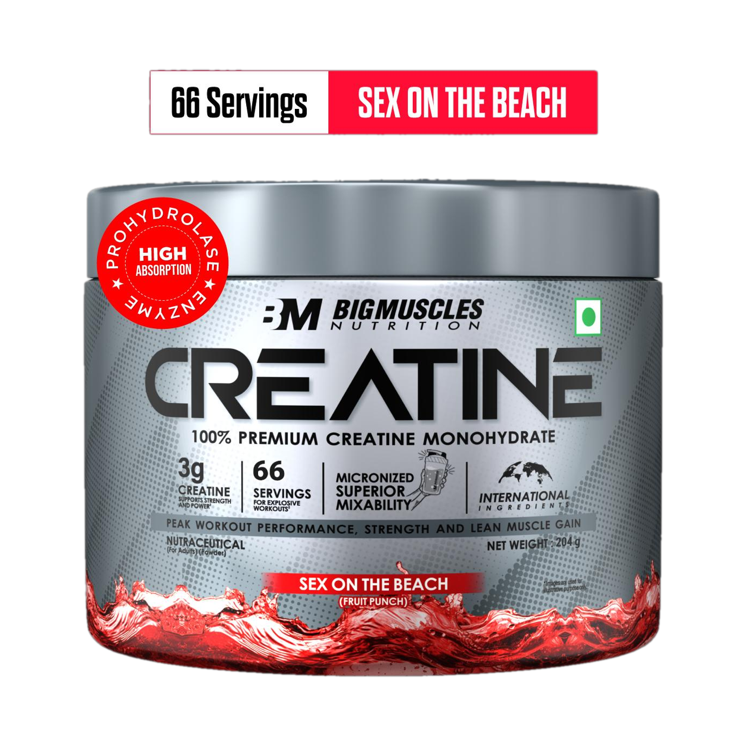 Image of BIGMUSCLES NUTRITION Monohydrate Creatine (204 g, Sex On The Beach)