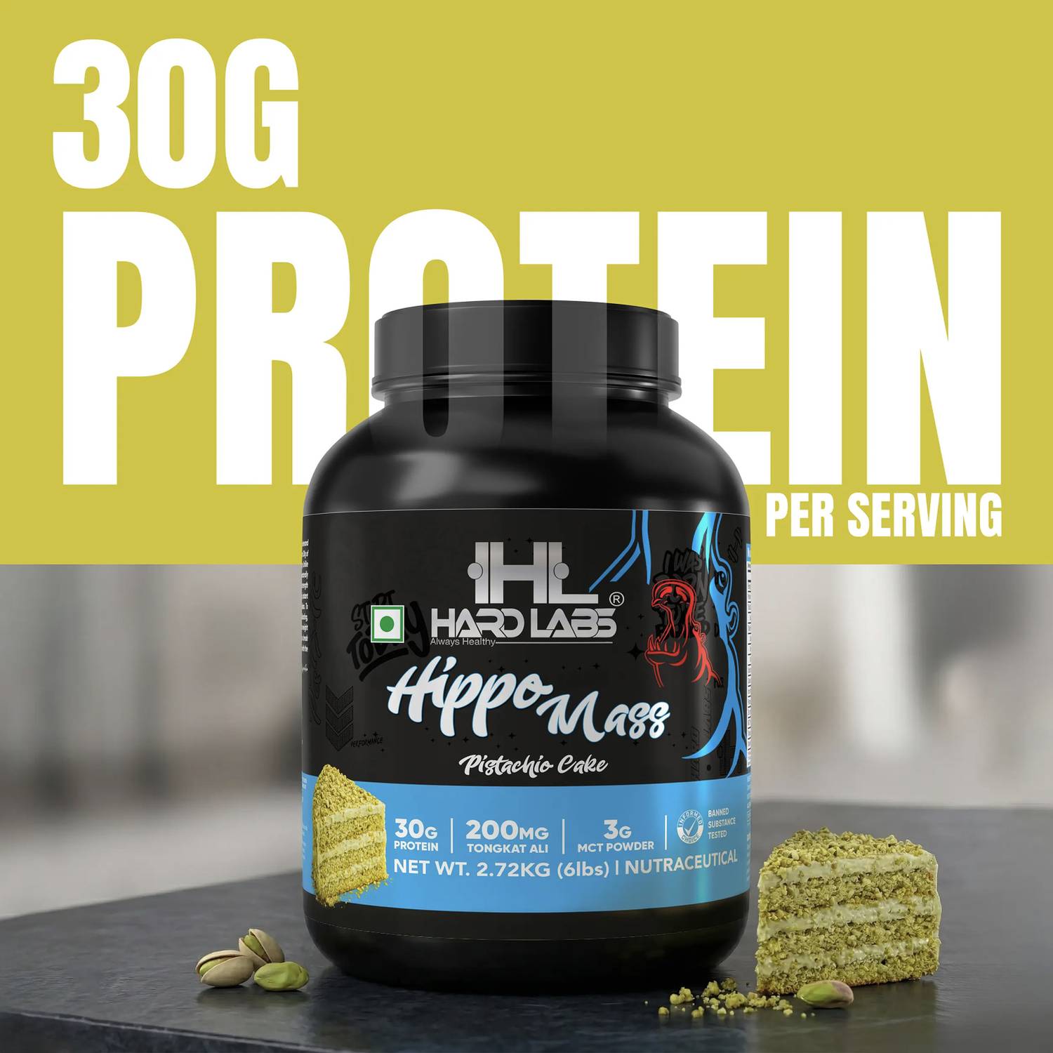 HARD LABS HIPPO MASS GAINER PISTACHIO CAKE - Image 5