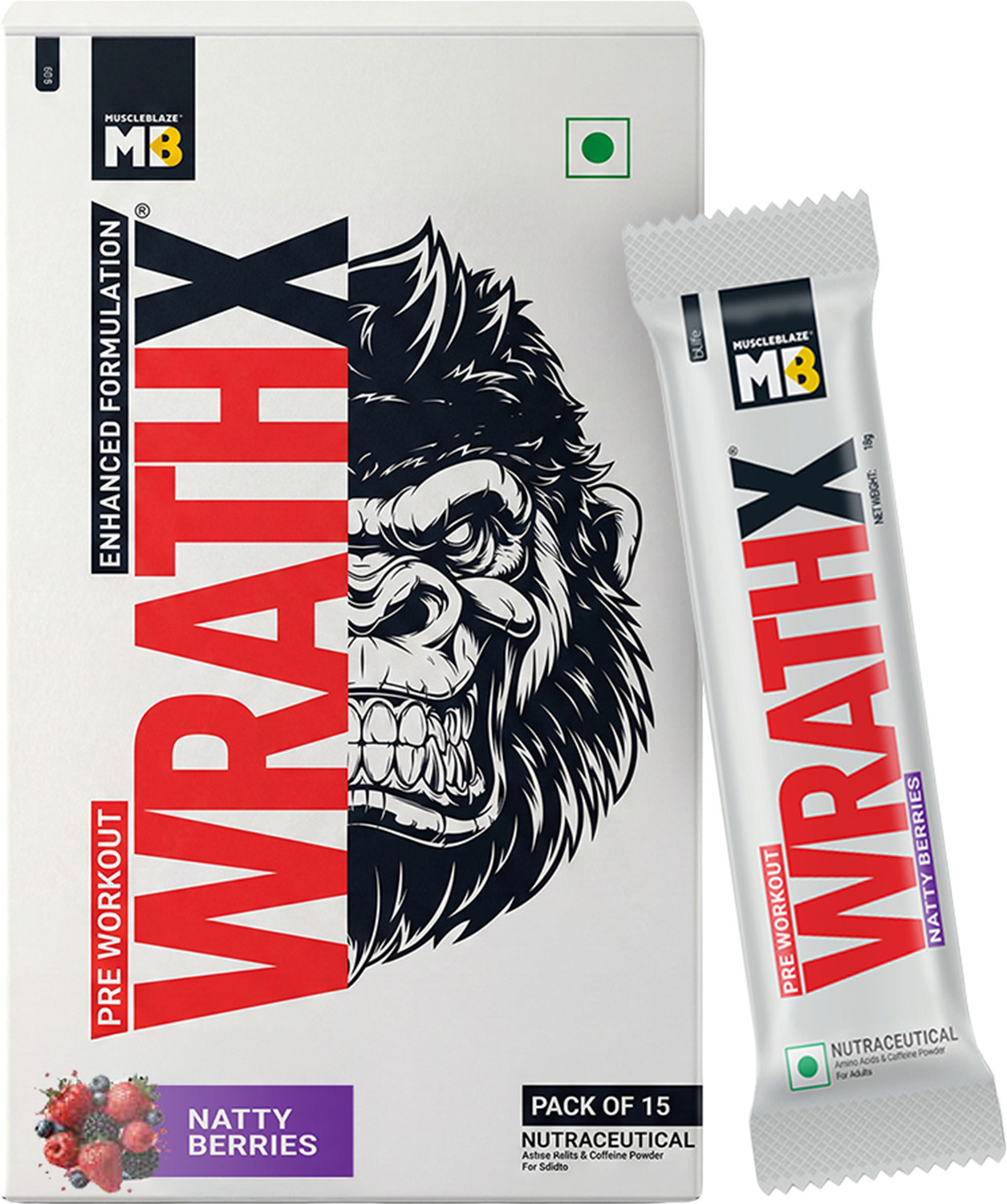Image of MUSCLEBLAZE WrathX with Caffeine, Citrulline & Beta Alanine | Trustified Certified Pre Workout