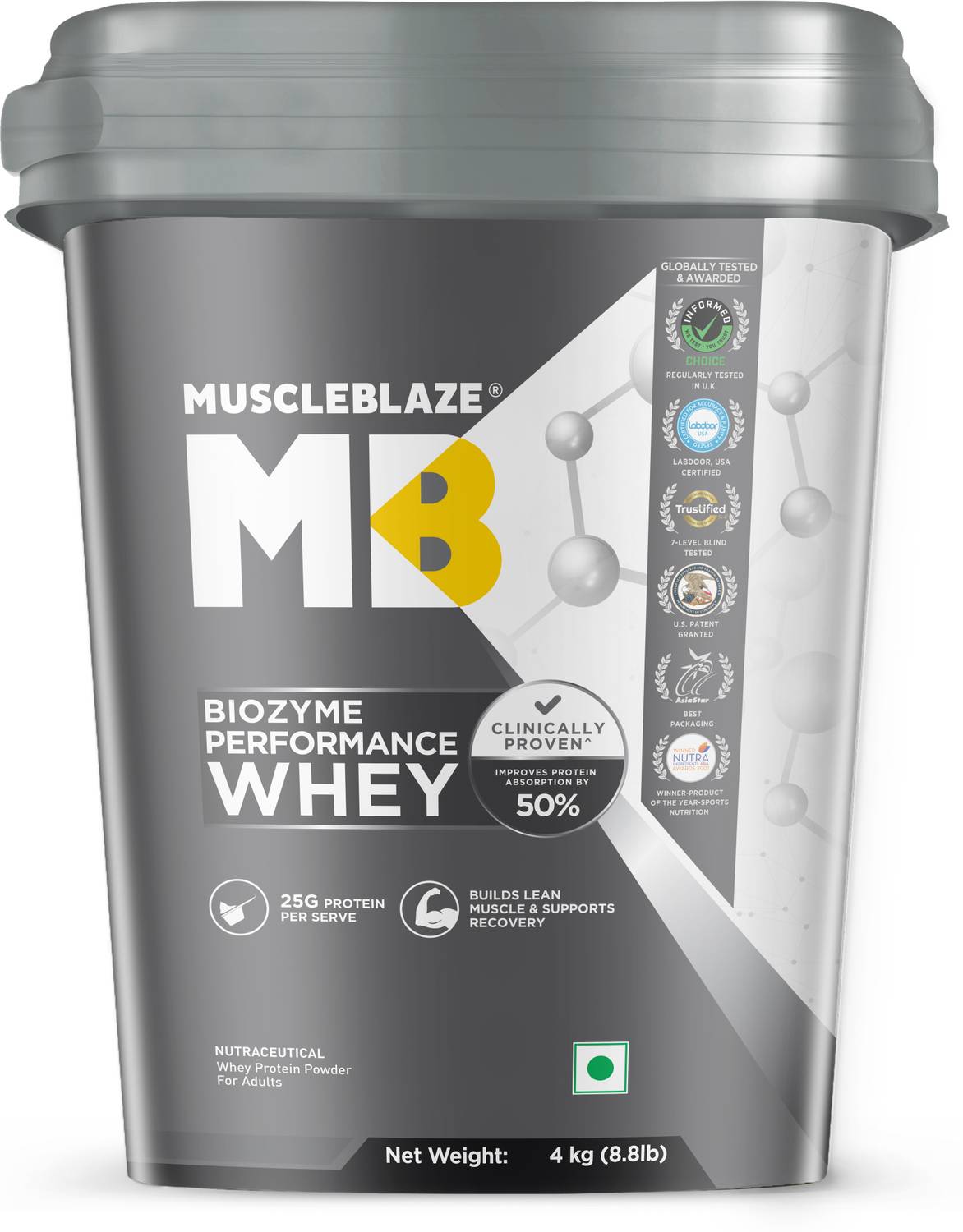 MUSCLEBLAZE Biozyme Performance Whey Protein, 25g - Image 1