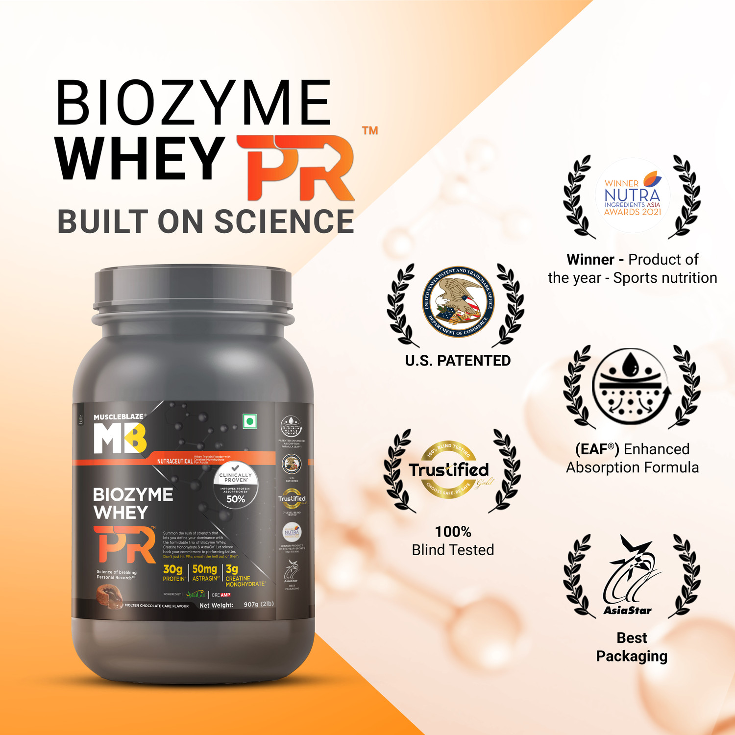 Image of MUSCLEBLAZE Biozyme Whey PR with Creatine Monohydrate & AstraGin Whey Protein