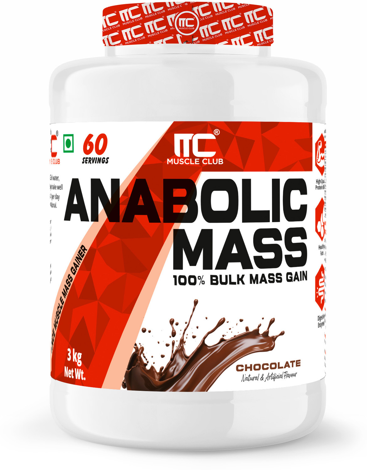 Image of Muscle Club Anabolic Mass Gainer High-Calorie Weight Gainer with Protein Chocolate Flavor Weight Gainers /Mass Gainers