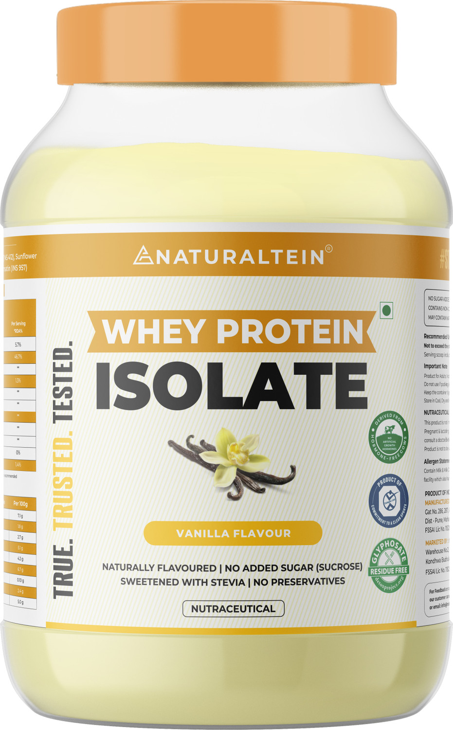 Image of NATURALTEIN Natural Whey Protein Isolate. Naturally Flavoured, No Artificial Sweeteners. Whey Protein