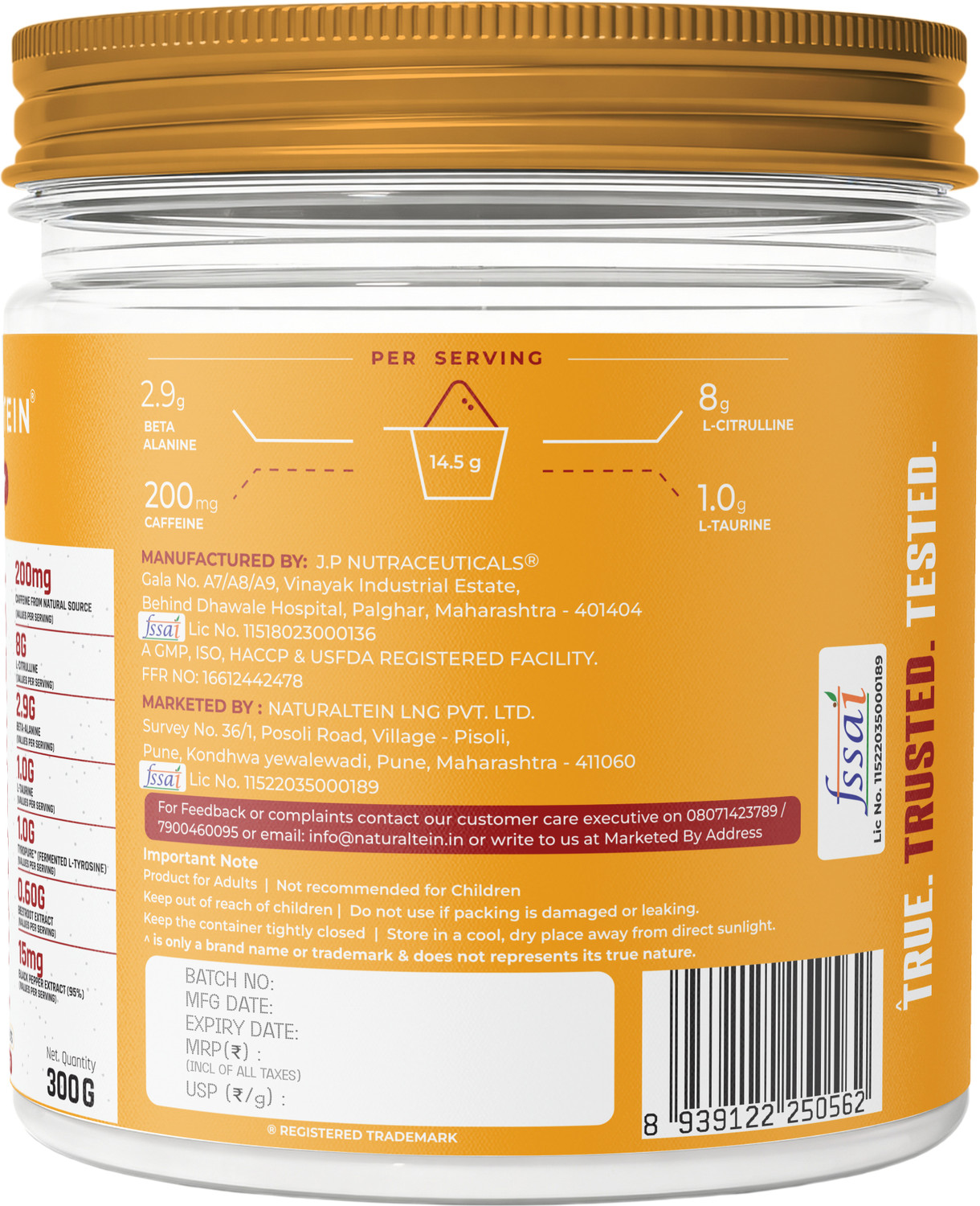 Image of NATURALTEIN PURE-07 Natural and Vegan Pre-Workout Supplement Pre Workout