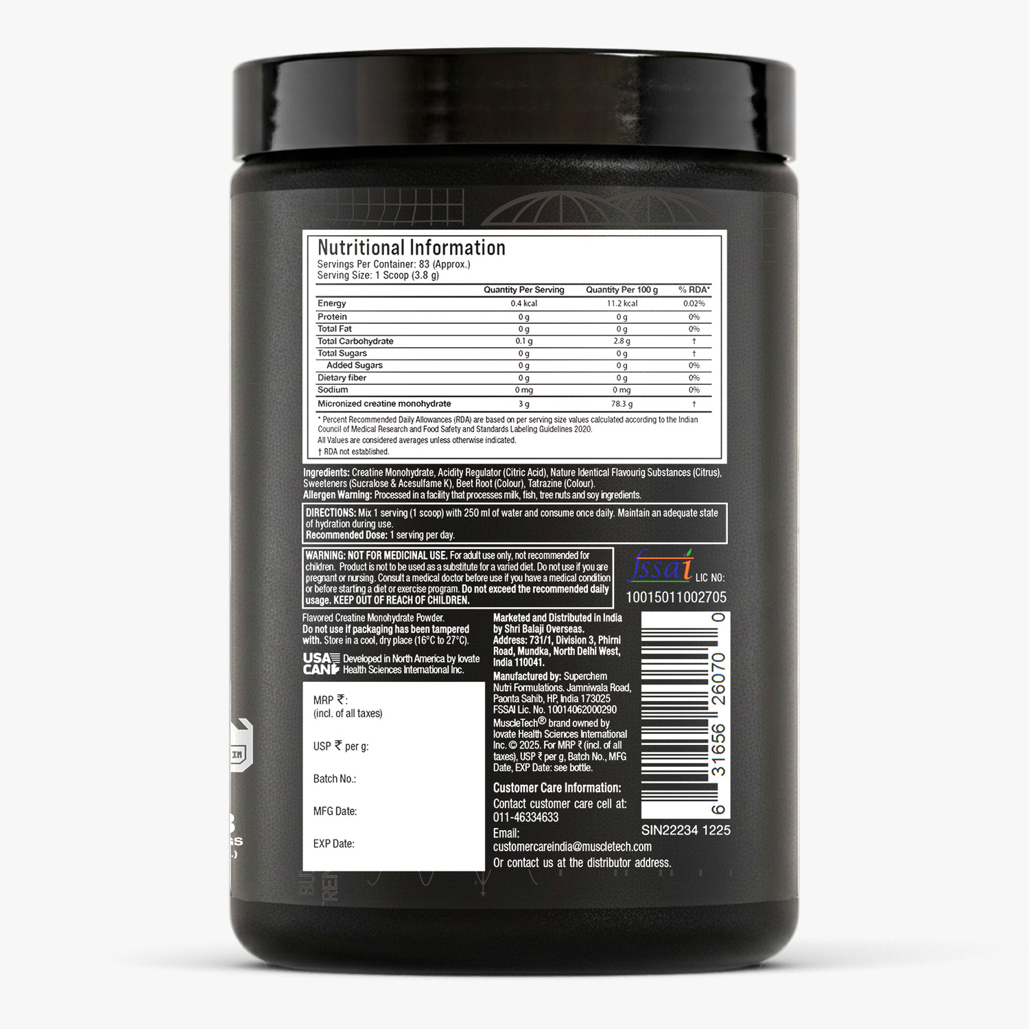 Image of Muscletech Platinum Creatine Monohydrate Micronized Powder | 3 g Creatine per Serving Creatine