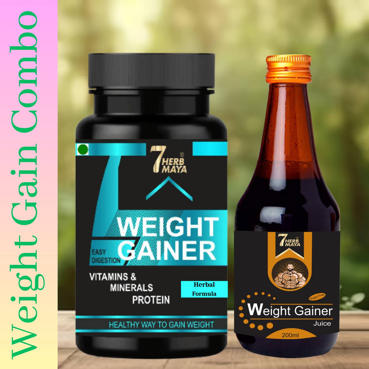 7Herbmaya Weight Gainer Combo - Weight Gain Capsule & Weight Gain Syrup For Men & Women Weight Gainers/Mass Gainers