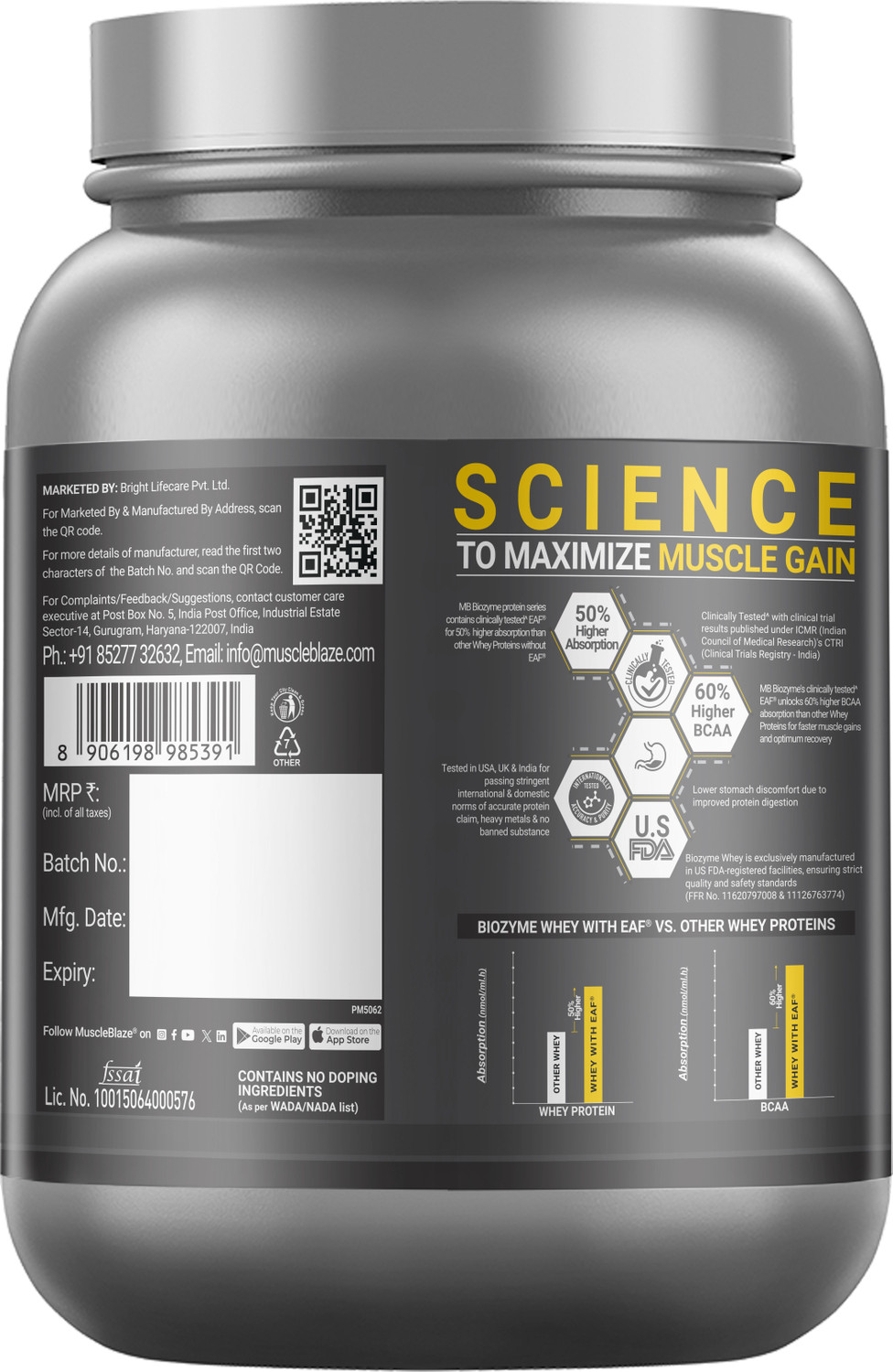 Image of MUSCLEBLAZE Biozyme Iso-Zero, Low Carb Isolate, 27g Per Scoop Whey Protein
