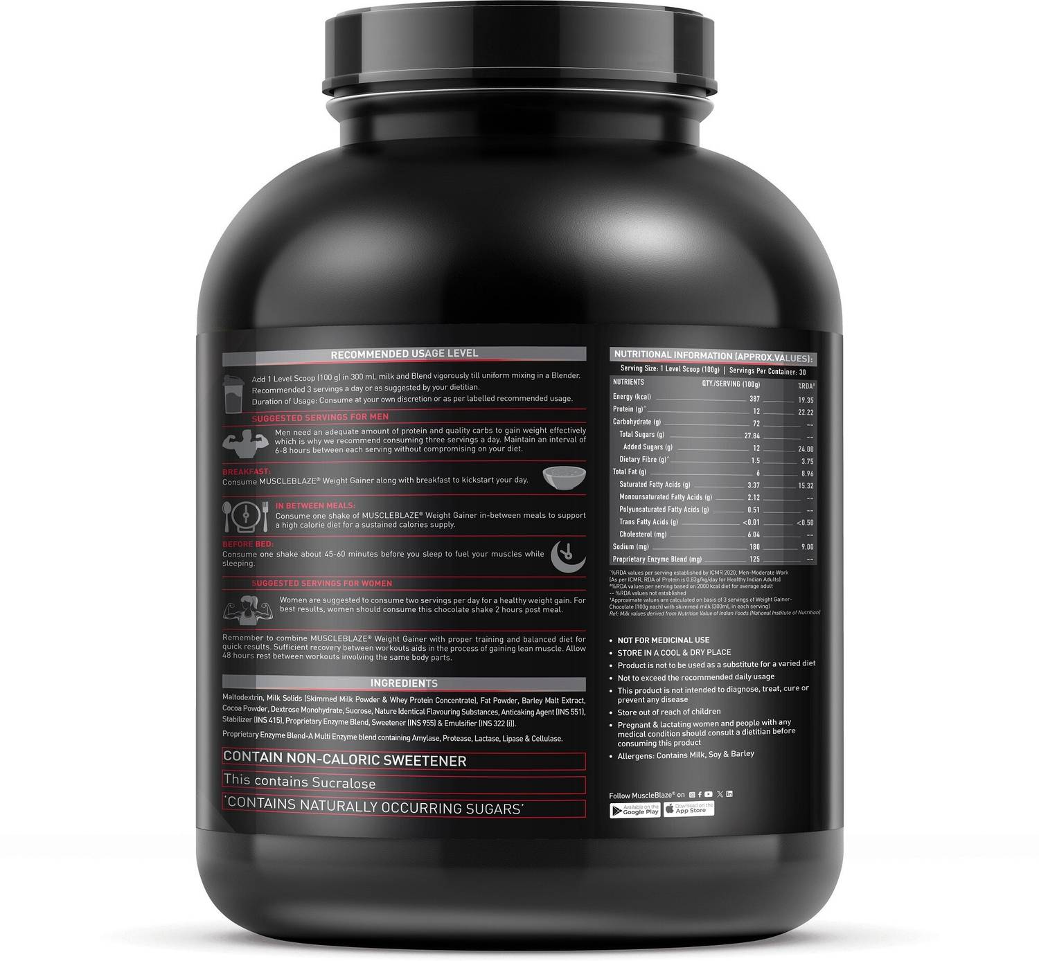 MUSCLEBLAZE Digezyme Weight Gainer 3 kg - Image 3