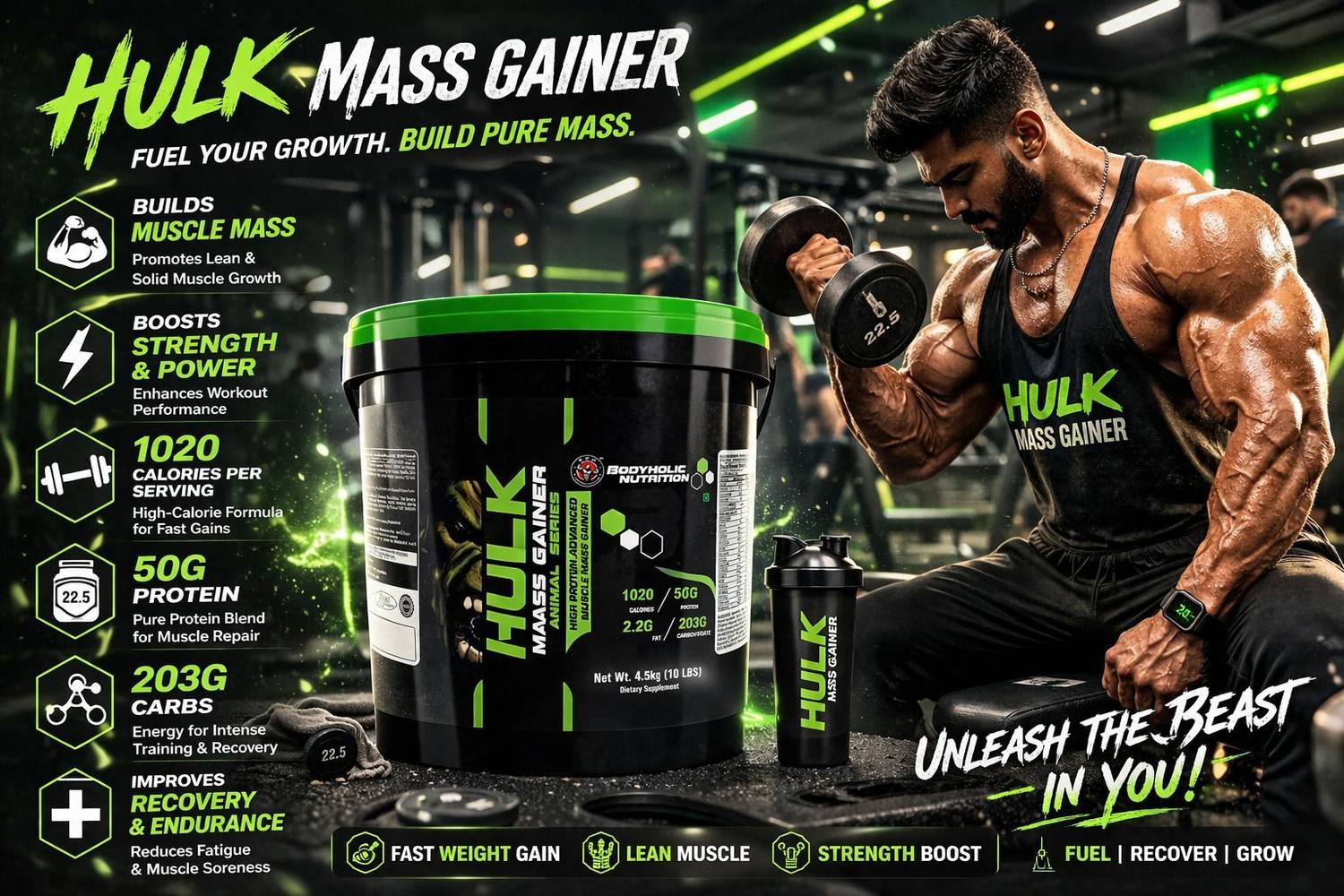 BN BAGRI NUTRITION HULK MASS GAINER 2.72 kg - Image 5