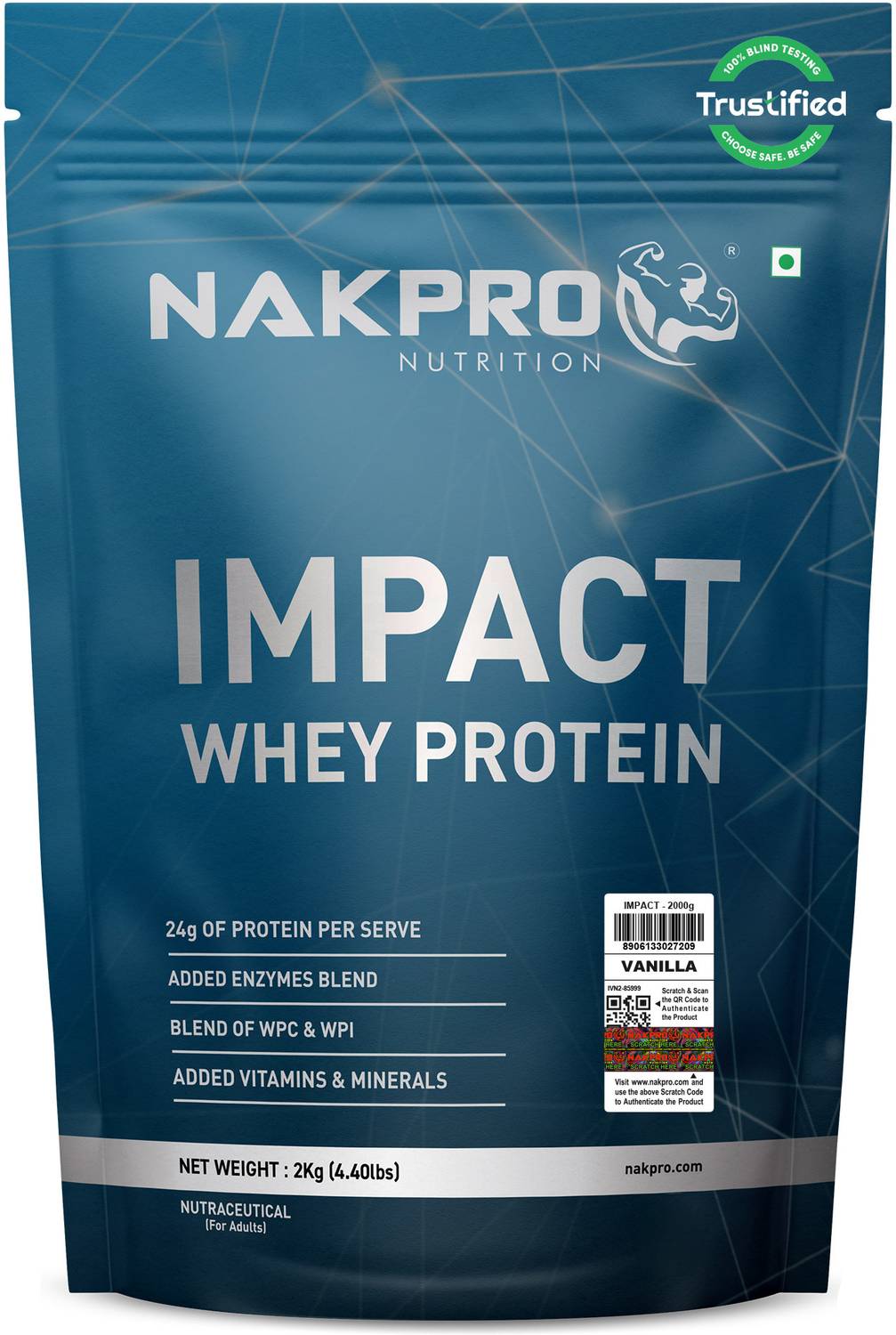 Nakpro Impact Whey Protein Isolate & Concentrate, 24g Protein