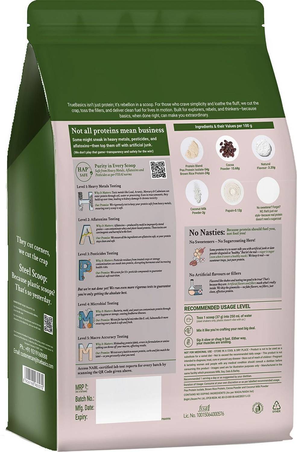 TrueBasics Clean Plant Protein Powder Brown Rice + Pea - Image 3