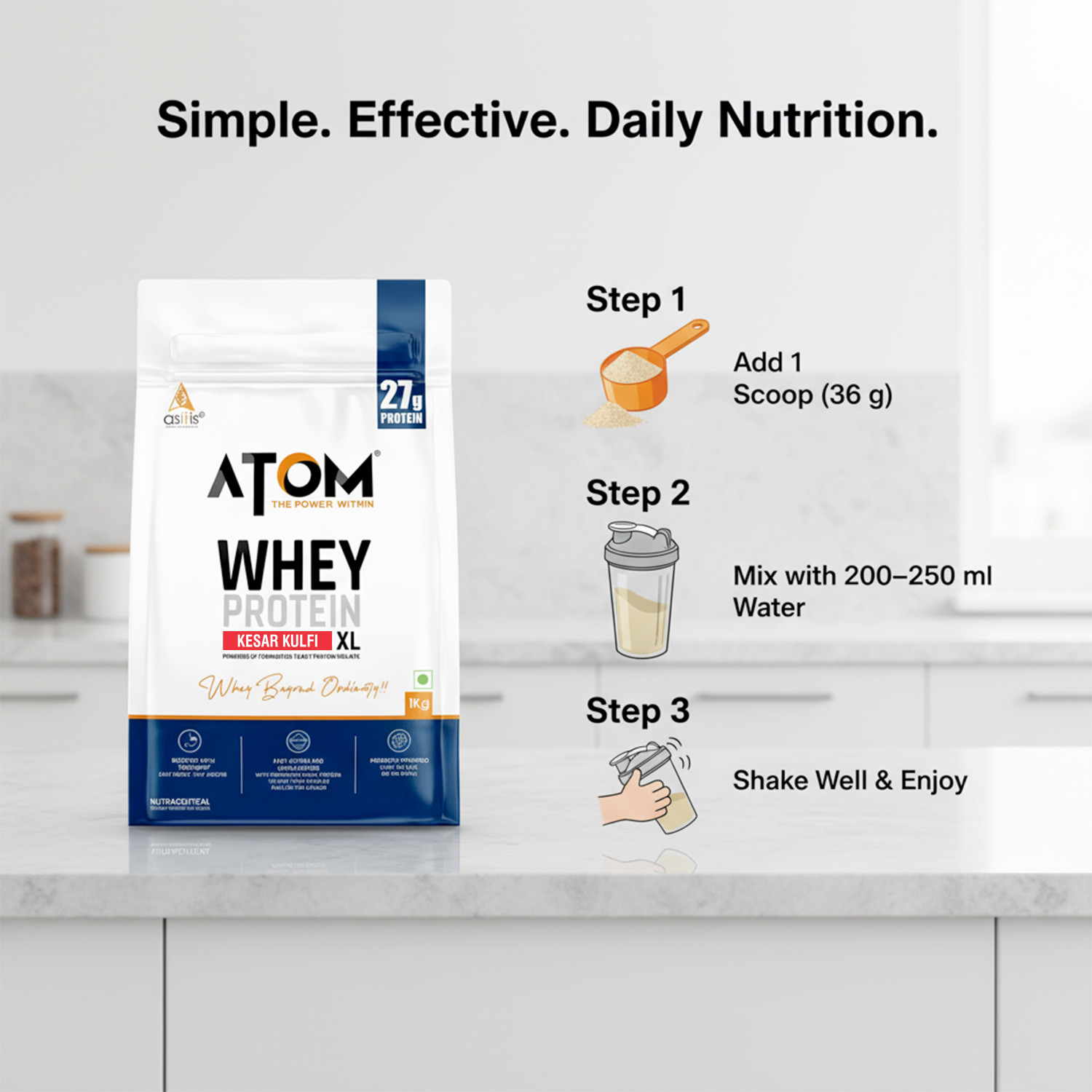 Image of AS-IT-IS Nutrition ATOM Whey Protein XL with Yeast Protein - Supports Recovery & Strength Whey Protein