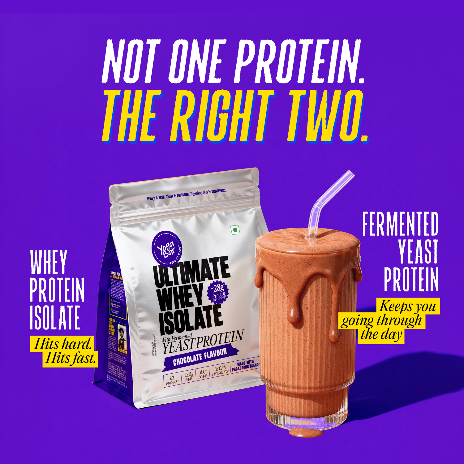 Image of Yogabar Ultimate 28g Protein PowderIsolate+YeastAdded Probiotics,Digestive Enzyme Whey Protein
