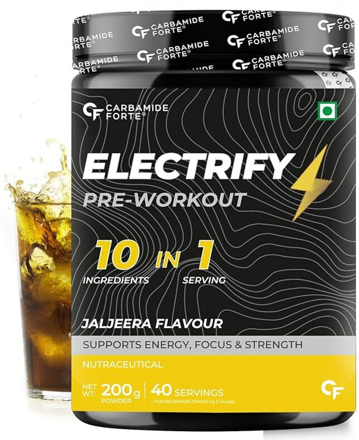 Image of CARBAMIDE FORTE Pre Workout Supplement for Men & Women with Jaljeera, Creatine & Taurine Pre Workout