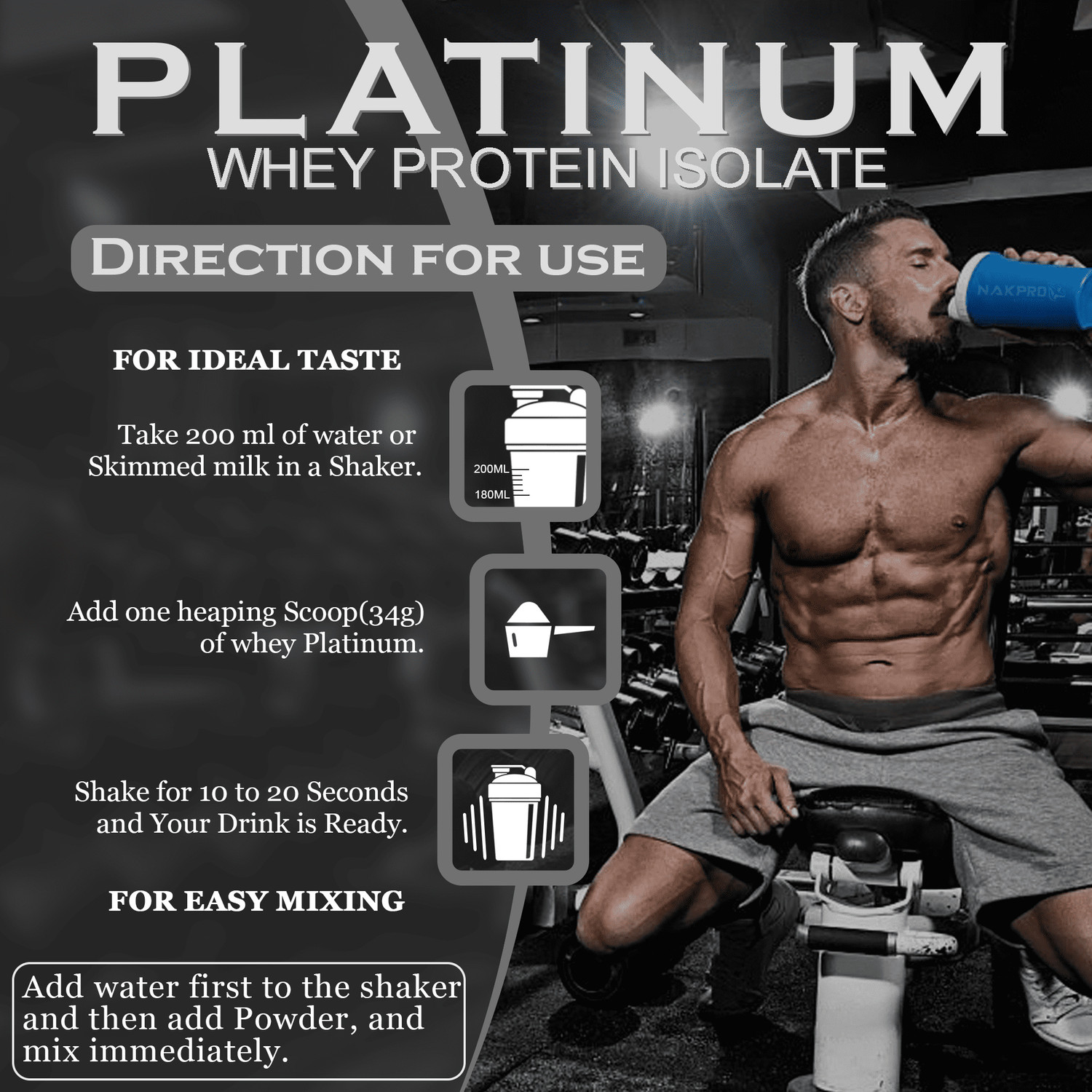 Image of Nakpro PLATINUM 100% Whey Protein Isolate Supplement Powder Whey Protein