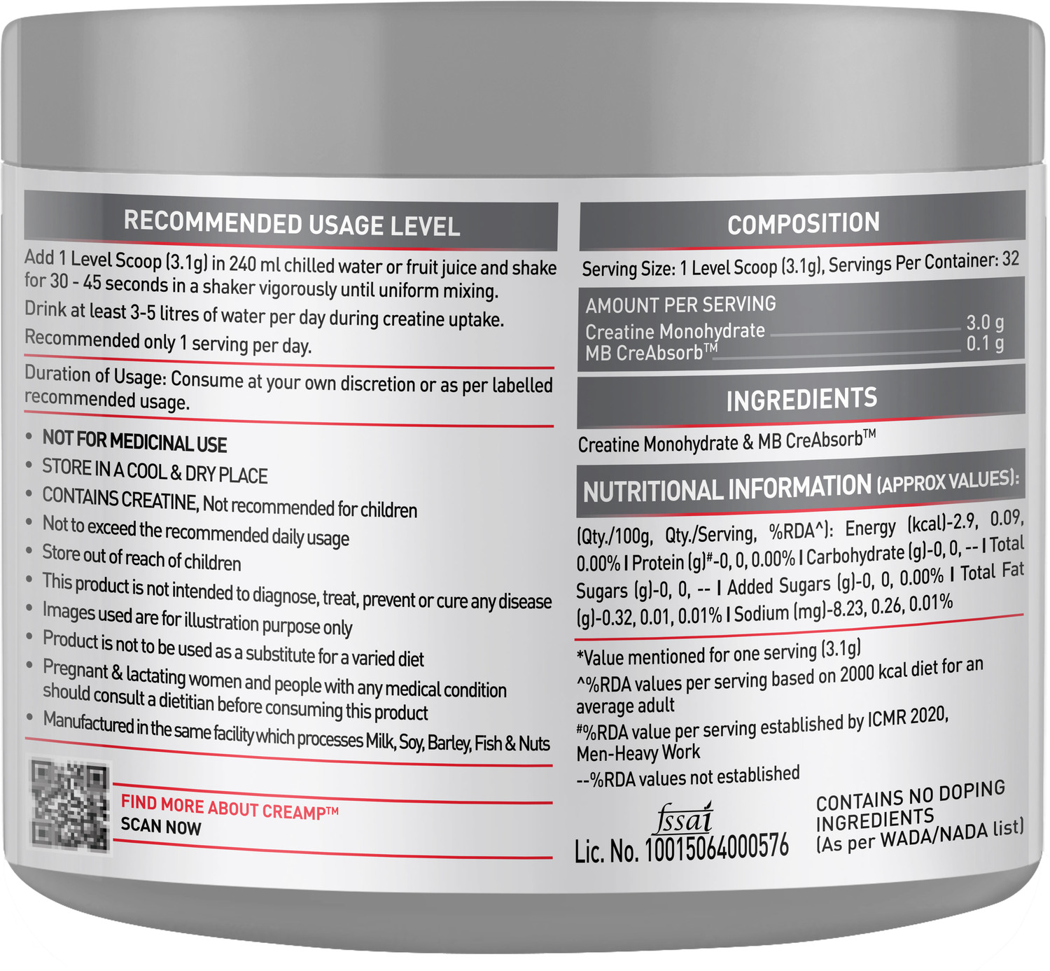 Image of MUSCLEBLAZE 100% Clean Raw Concentrate, 1 kg with Creatine Monohydrate CreAMP, 100 g Whey Protein