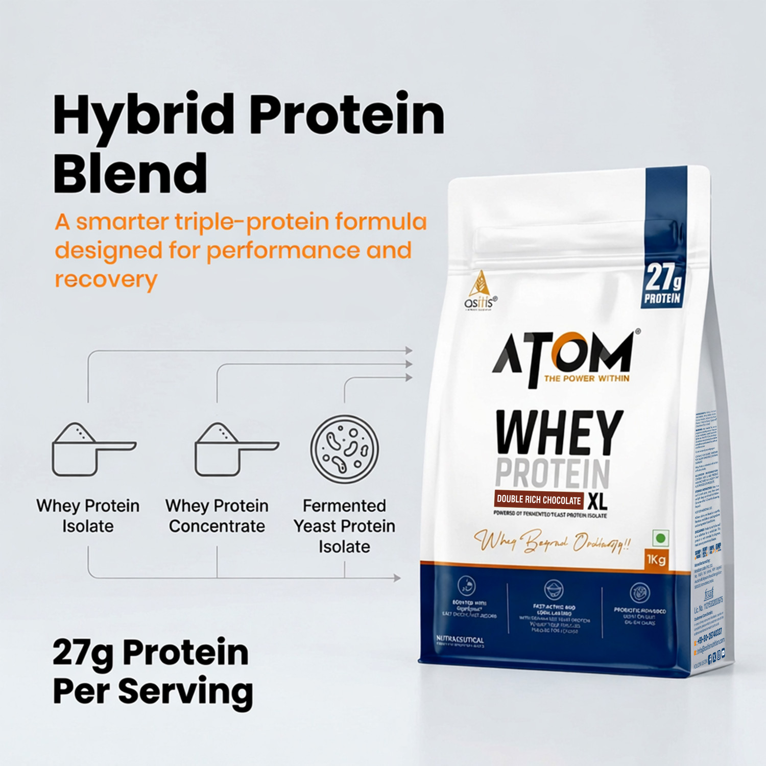 Image of AS-IT-IS Nutrition ATOM Whey Protein XL with Yeast Protein - Supports Recovery & Strength Whey Protein