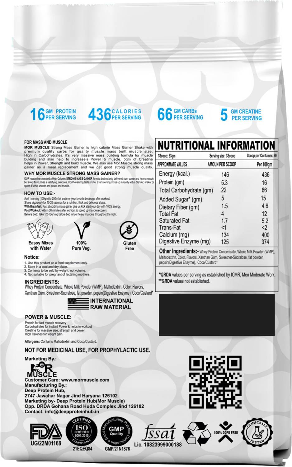 Mormuscle Strong Gainer 16g Protein 5g Creatine - Image 4