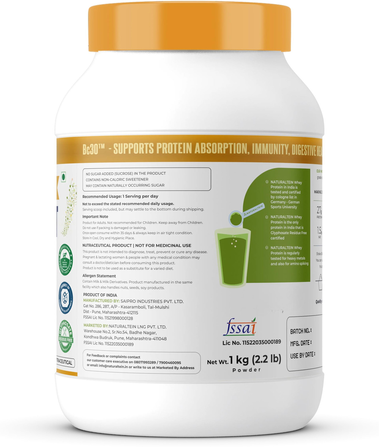 Image of NATURALTEIN ISO BOOST - 27g Clean Protein with BC30 Probiotic | 3X Better Absorption Whey Protein