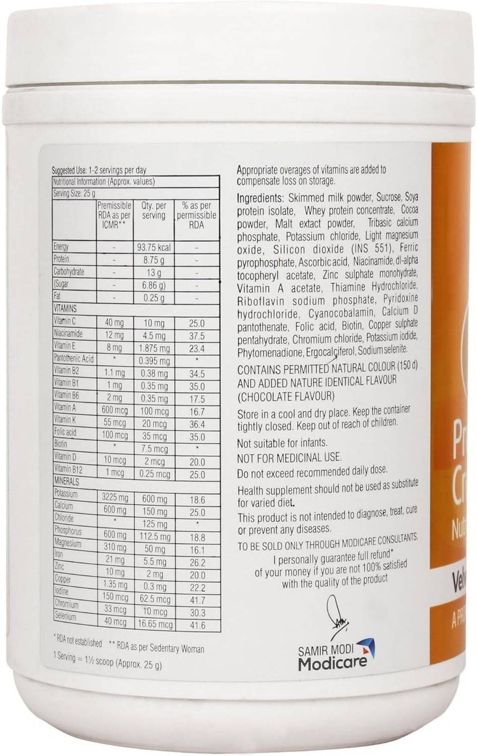 Modicare Well Protein Crest Velvet Chocolate 500g - Image 2