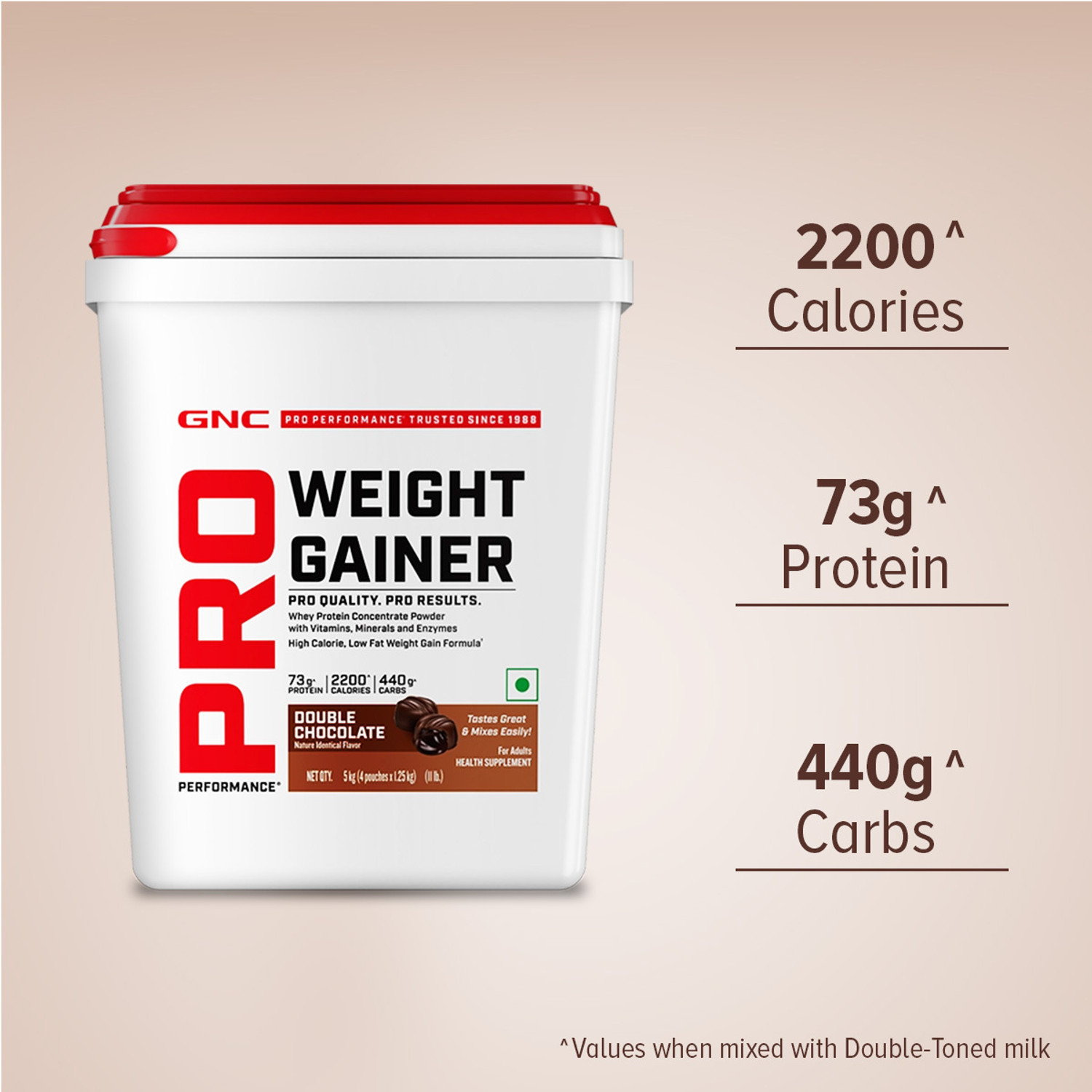Image of GNC Pro Performance Weight Gainer Weight Gainers /Mass Gainers Weight Gainers /Mass Gainers (5 kg, Double Chocolate)