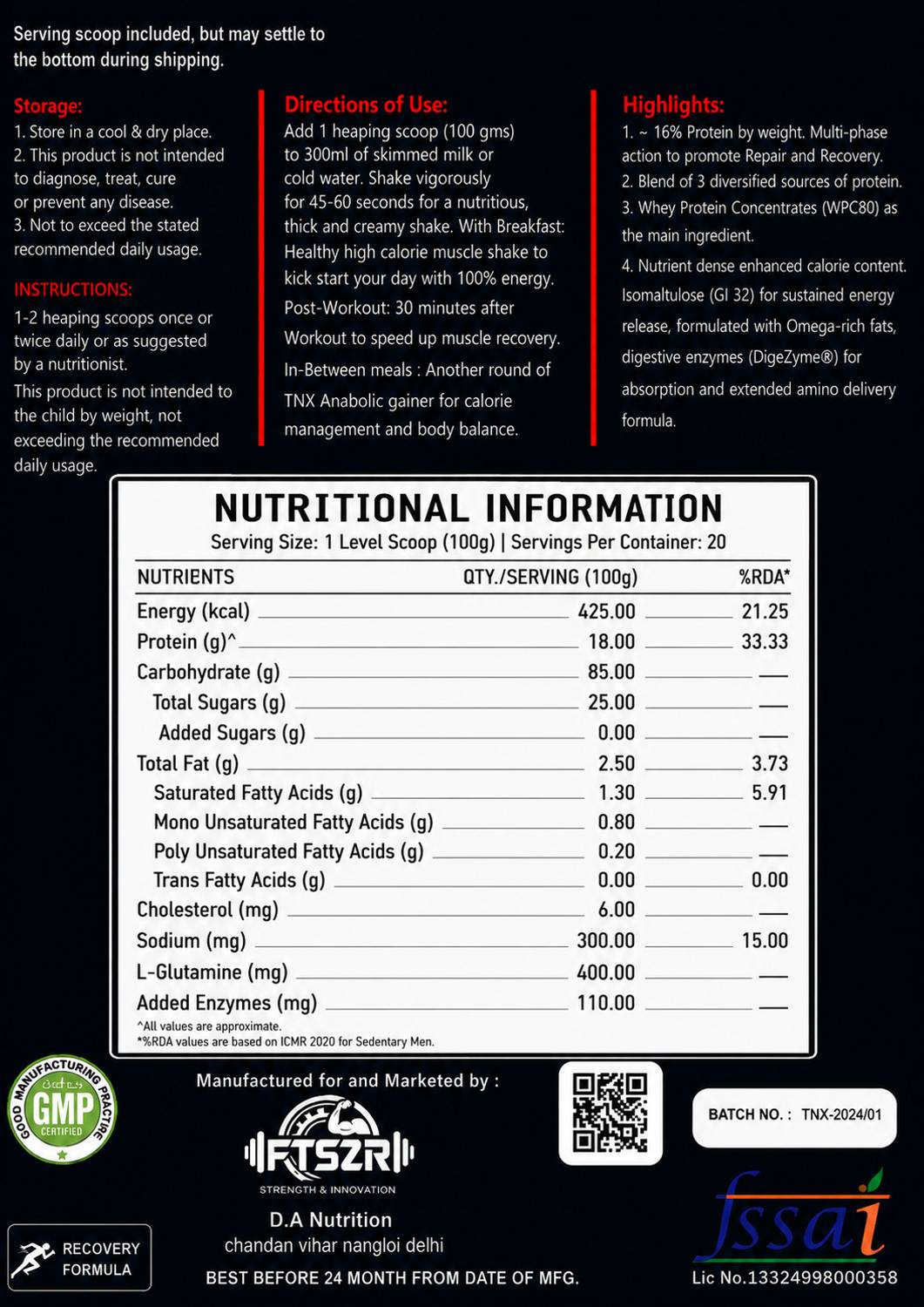 fitszer Pro Bulk Mass Gainer 5kg Vanilla - Image 4