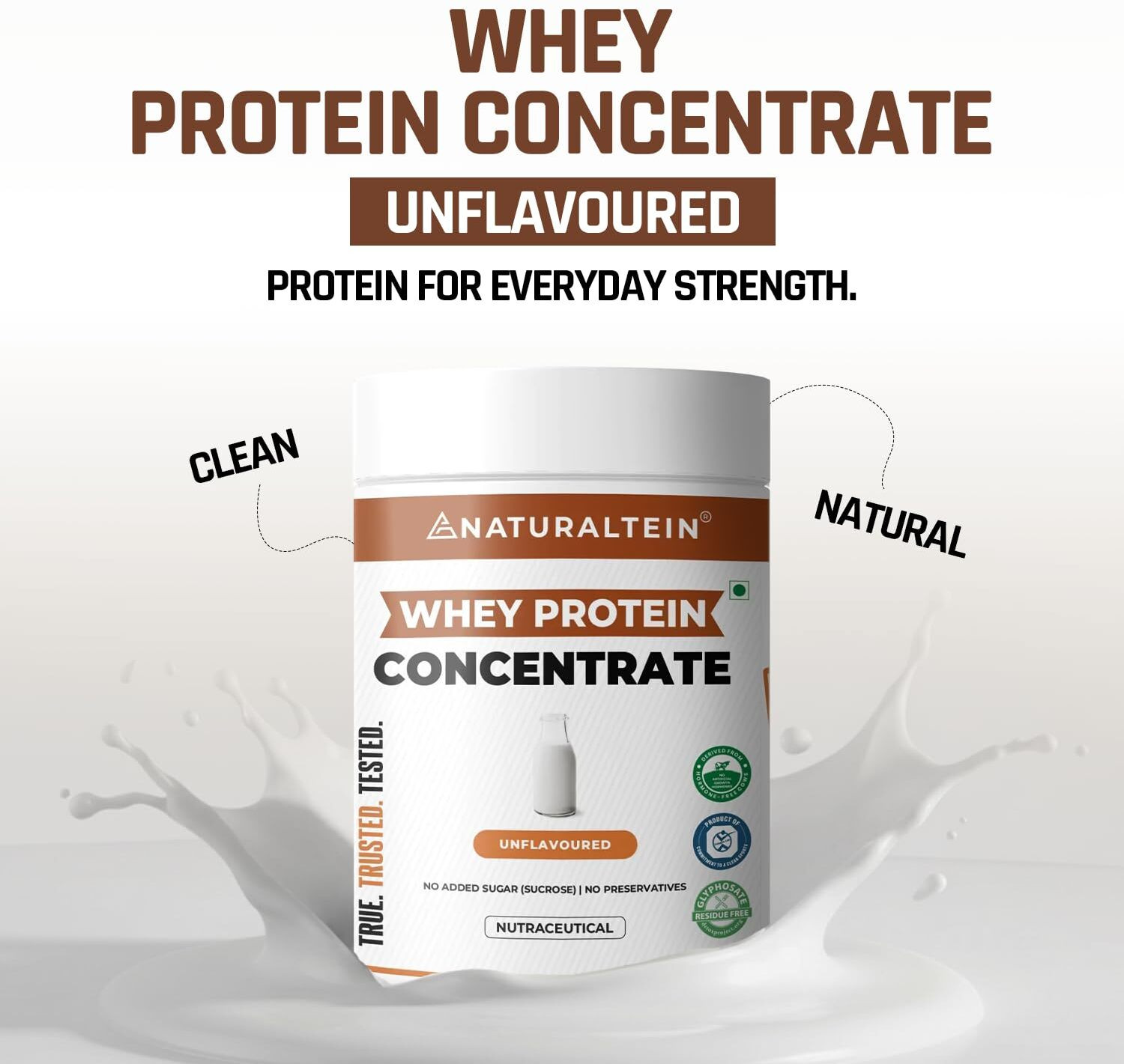 Image of NATURALTEIN Natural Concentrate Unflavored | 24g Protein Per Serving | Naturally Sweetened Whey Protein