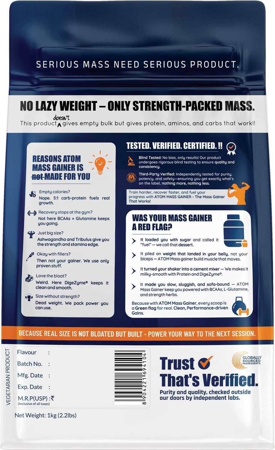AS-IT-IS ATOM Mass Gainer 1 Kg Banana Flavour - Image 5