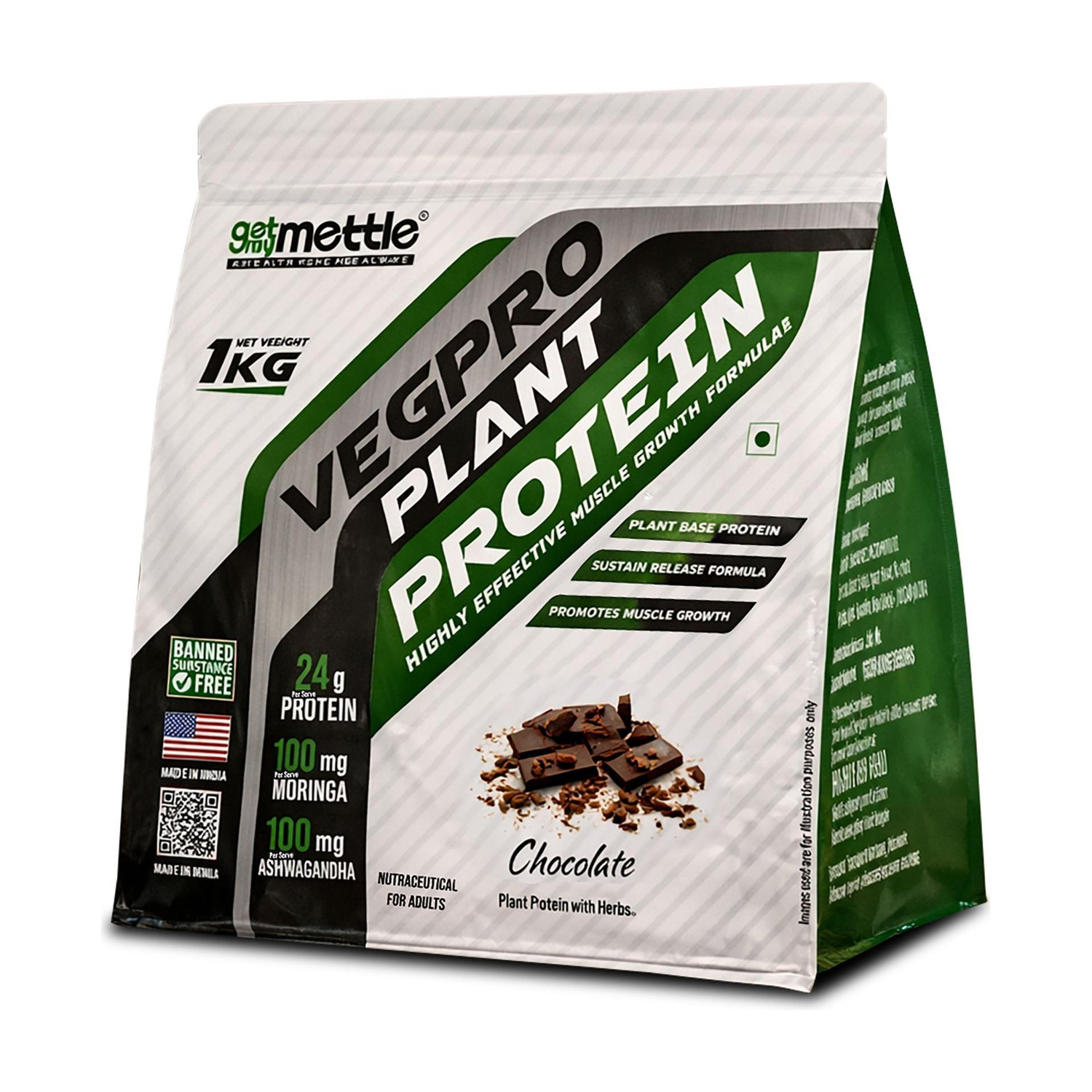 Image of getmymettle Vegpro Vegan Protein Pure Isolate , Low Carbs, Pea Protein | Gluten Free Plant-Based Protein