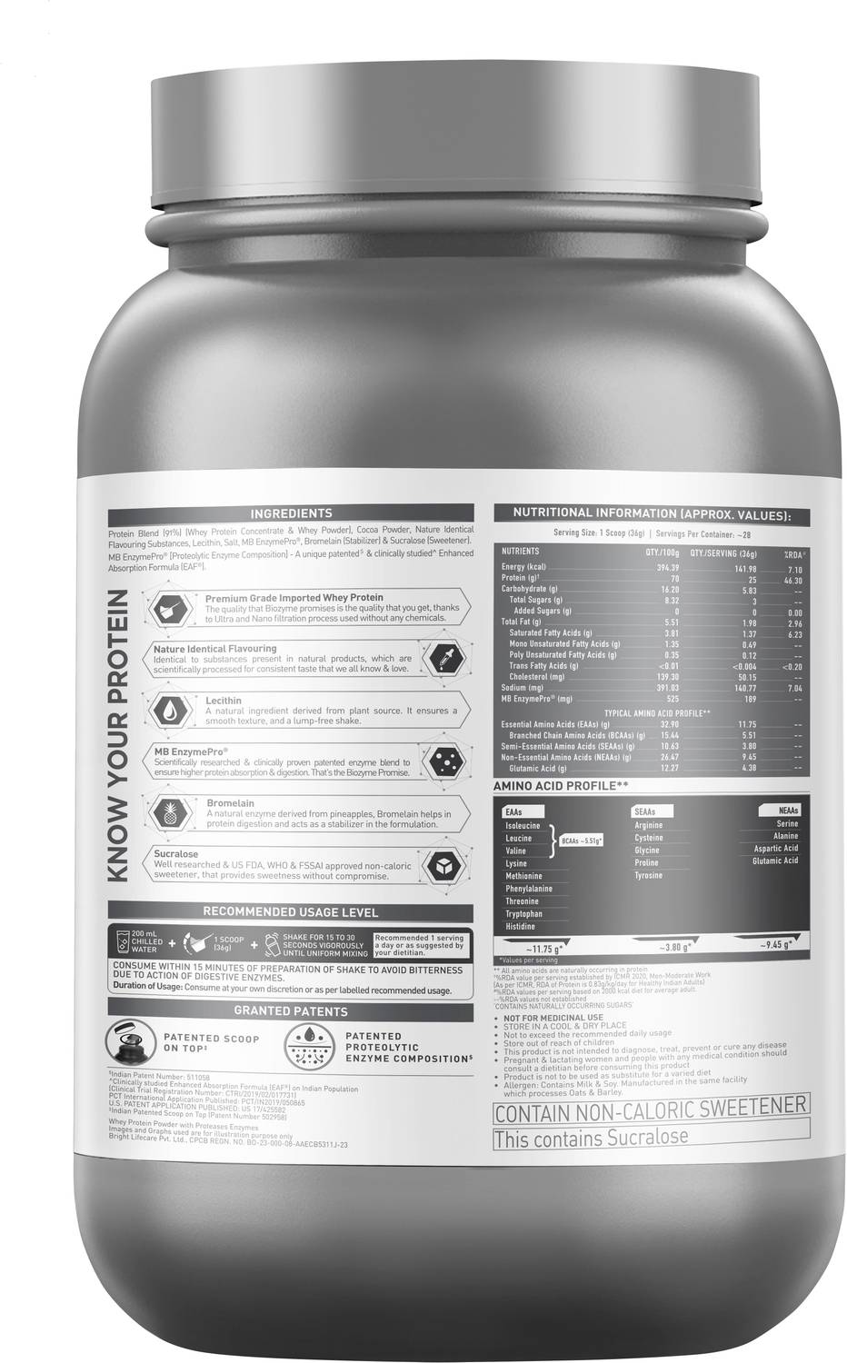 MUSCLEBLAZE Biozyme Performance Whey Protein 1 kg - Image 5