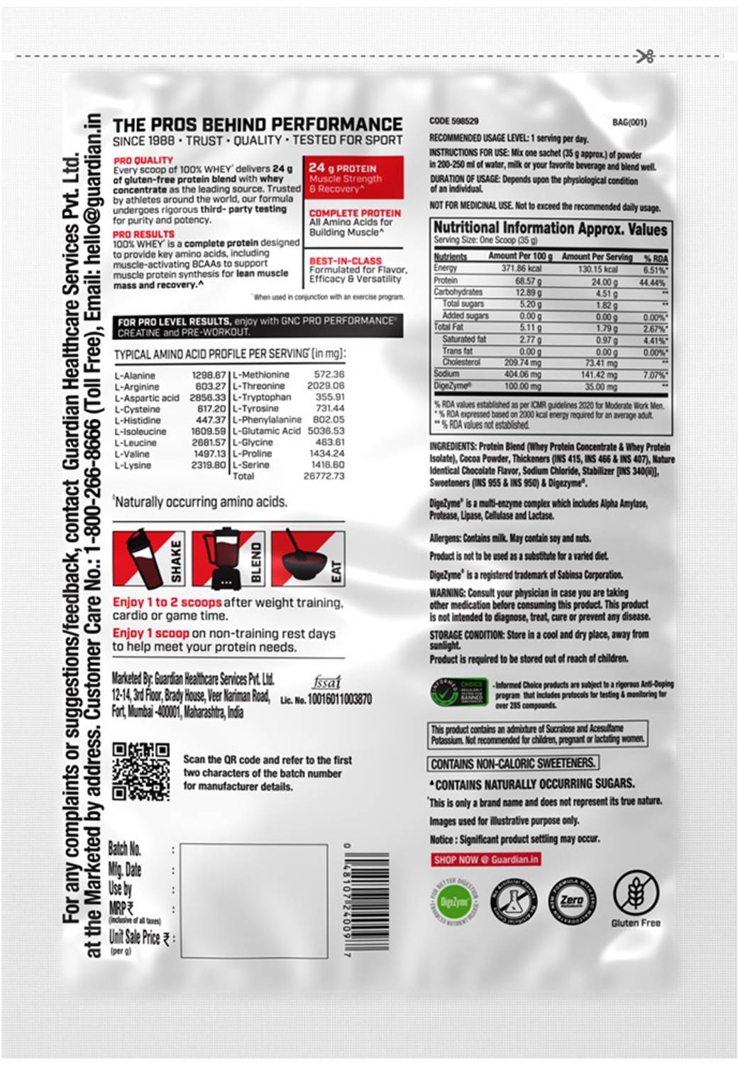 GNC Pro Performance 100% Whey Protein 35 g - Image 3