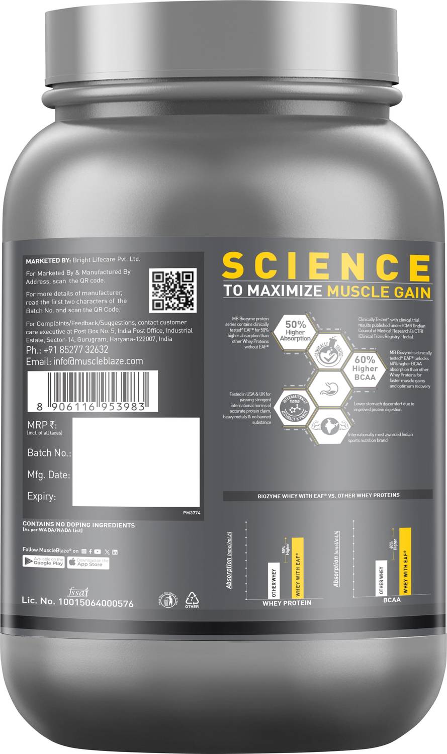 MUSCLEBLAZE Biozyme 25g Whey Protein - Image 5