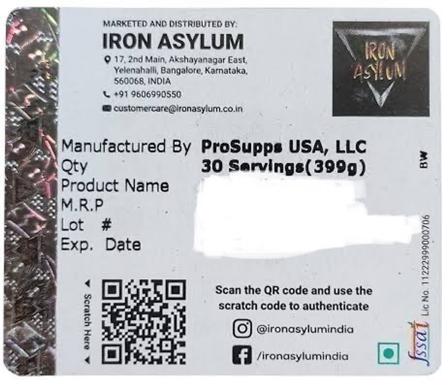 Image of PROSUPPS HYDE XTREME 195 GM (BLUE RAZZ) IRON ASYLUM Pre Workout