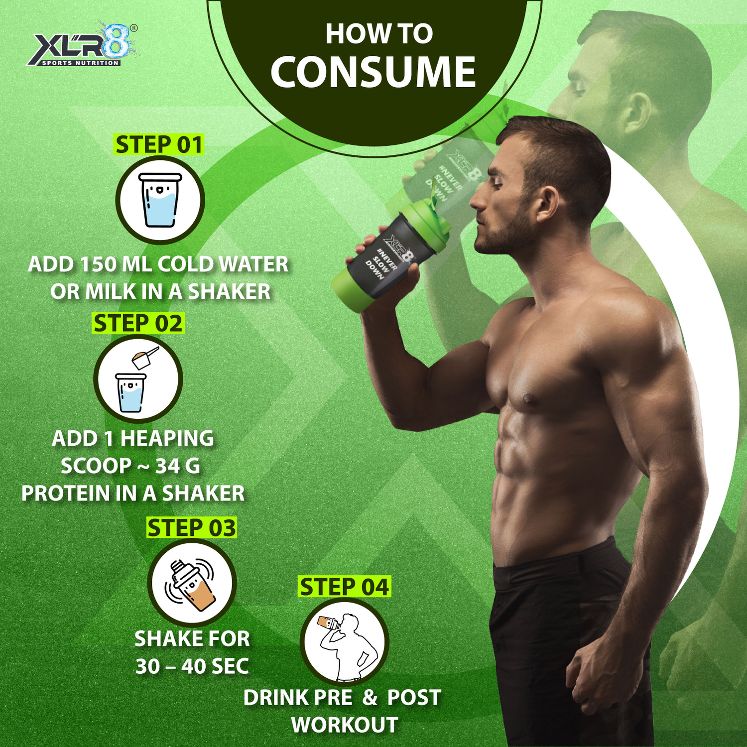 Image of XLR8 Whey Protein with 24 g and 5.4 g BCAA Whey Protein