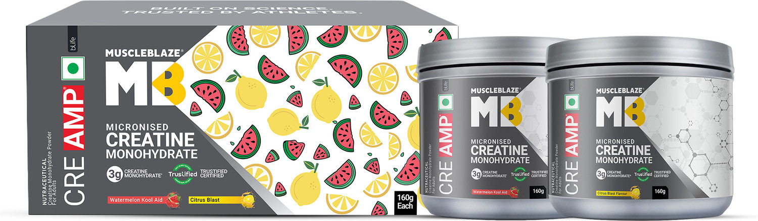 Image of MUSCLEBLAZE Micronised Creatine Monohydrate CreAMP Powder, Trustified Certified Creatine