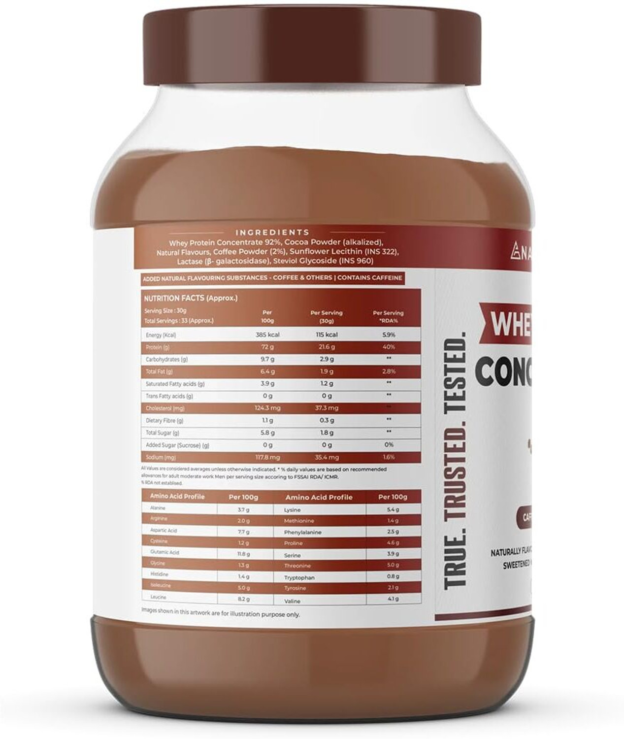 Image of NATURALTEIN Natural Whey Protein Concentrate Caffe Mocha | 1 kg | Naturally Flavored Whey Protein