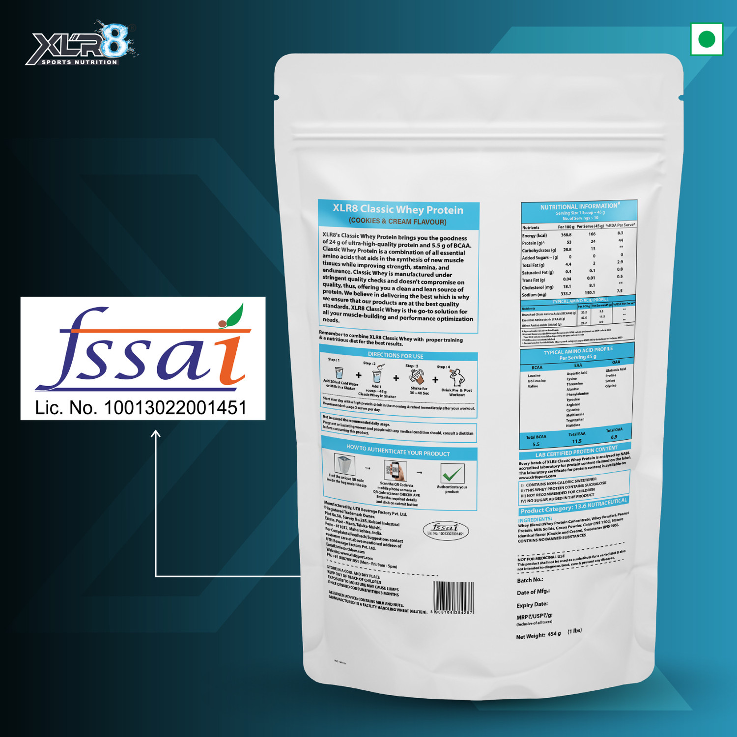 Image of XLR8 Classic Whey Protein Powder, 24g Protein, 5.5 BCAA, No Maltodextrin Whey Protein